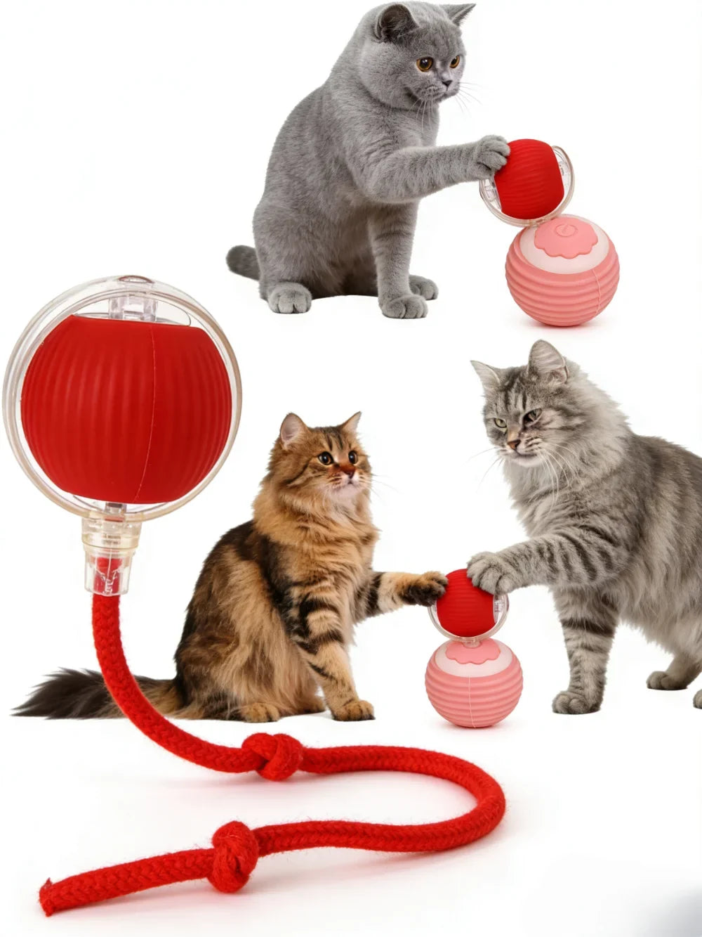 Pet Toy Ball with Tail Rope,Smart Automatic Pet Chase Ball Toy, Upgraded Speedy Tail Kitten Toy for Bored Indoor Adult Pets