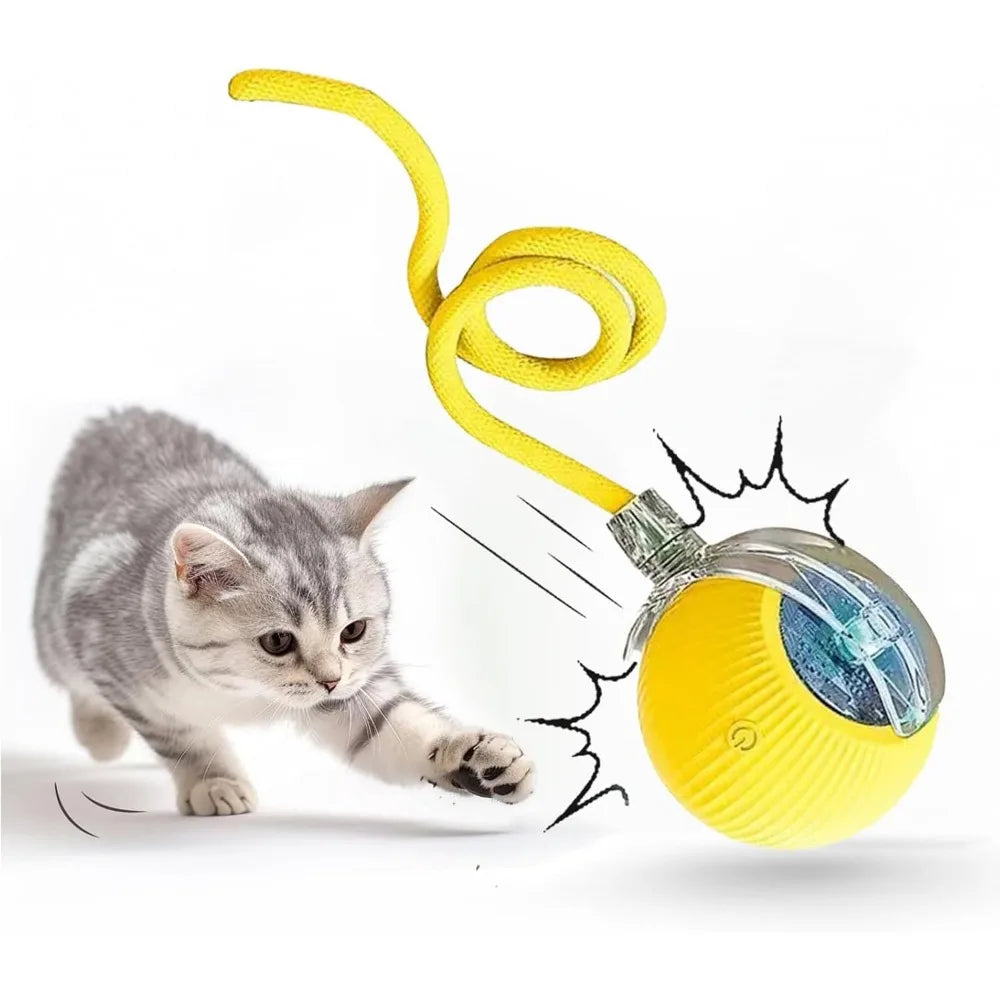 Pet Toy Ball with Tail Rope,Smart Automatic Pet Chase Ball Toy, Upgraded Speedy Tail Kitten Toy for Bored Indoor Adult Pets