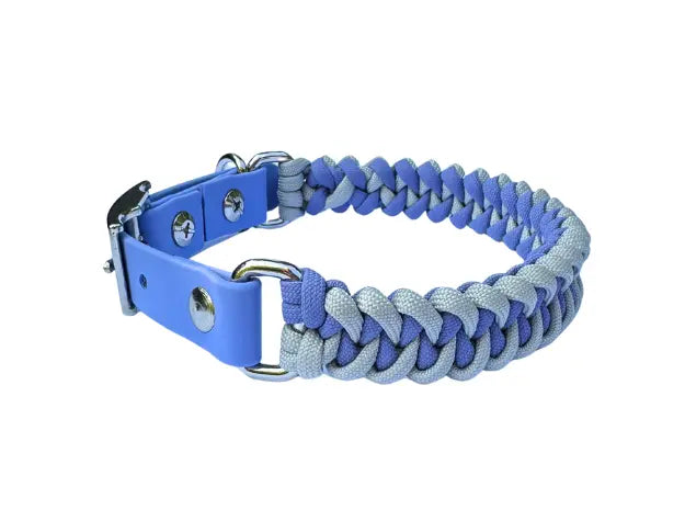 Fishtail Hand Braided Dog Collar in Lavender & Smoke Pawsh Pup Co.
