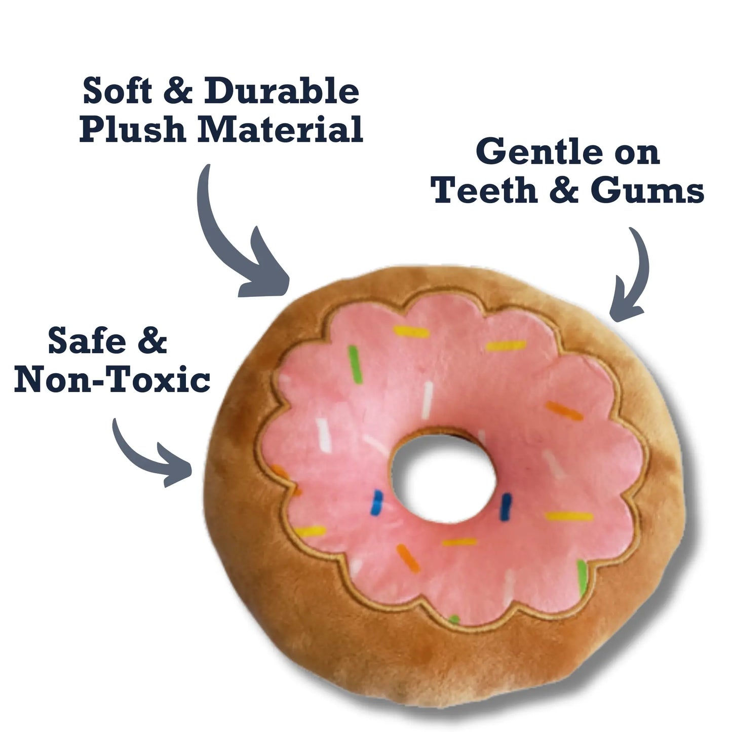 Donut Plush Dog Toy – Soft, Chewy and Cuddly, Safe & Non-Toxic, Ideal for Fetching, Tug-of-War, Gentle Chewing – Strawberry American Pet Supplies