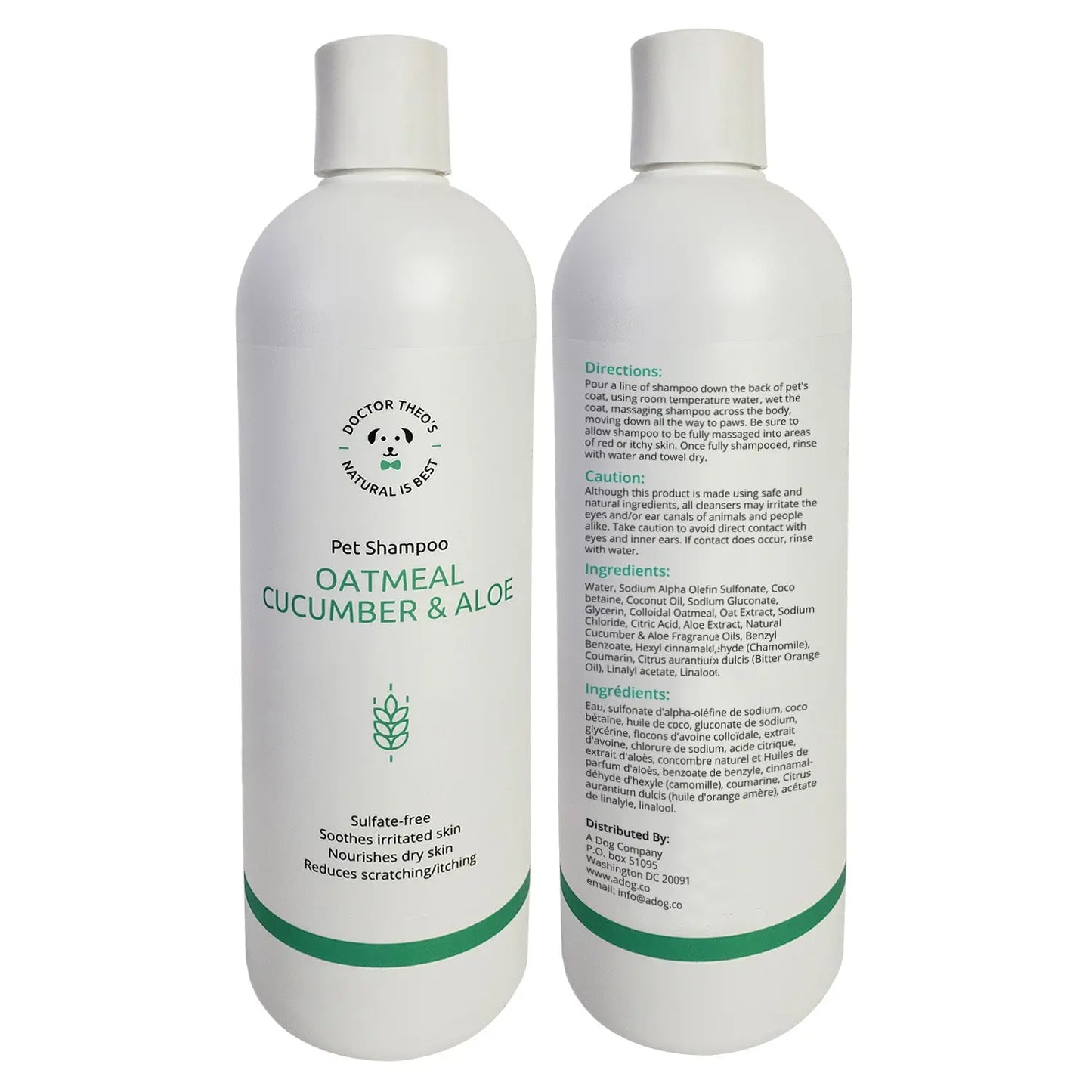 Dr. Theo's Dog Shampoo – Oatmeal, Cucumber & Aloe (16 oz) American Pet Supplies