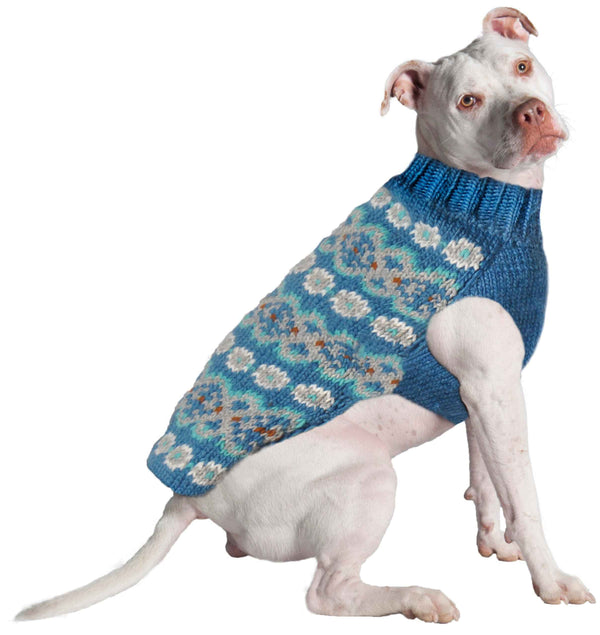 Alpaca Teal Fair Isle Dog Sweater