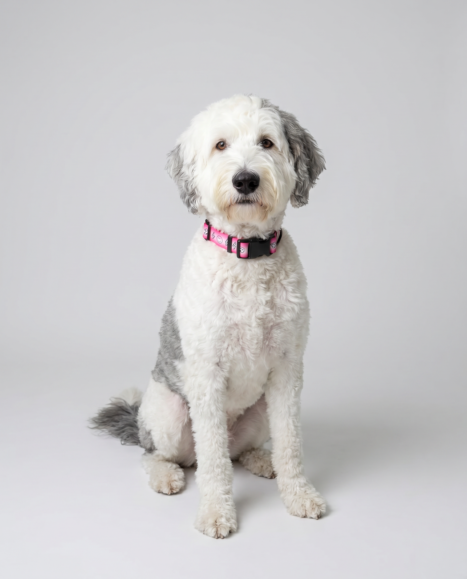 Doodles Print Waterproof Dog Collar - Pink Gradient