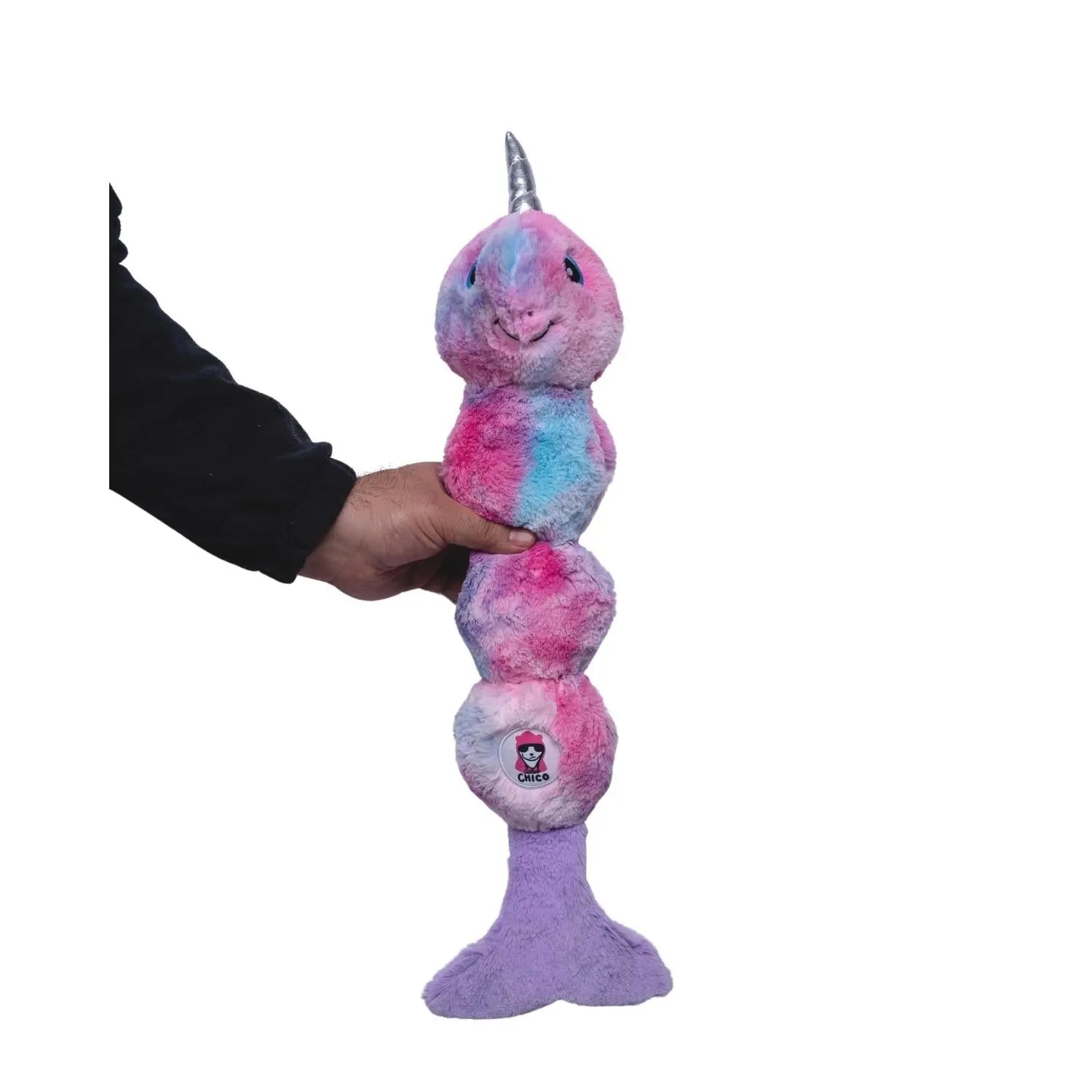 Tie Dye Skinny Narwhal Magical Creature Plush Dog Toy – with Squeaker & Crinkle Paper for Fun Play American Pet Supplies