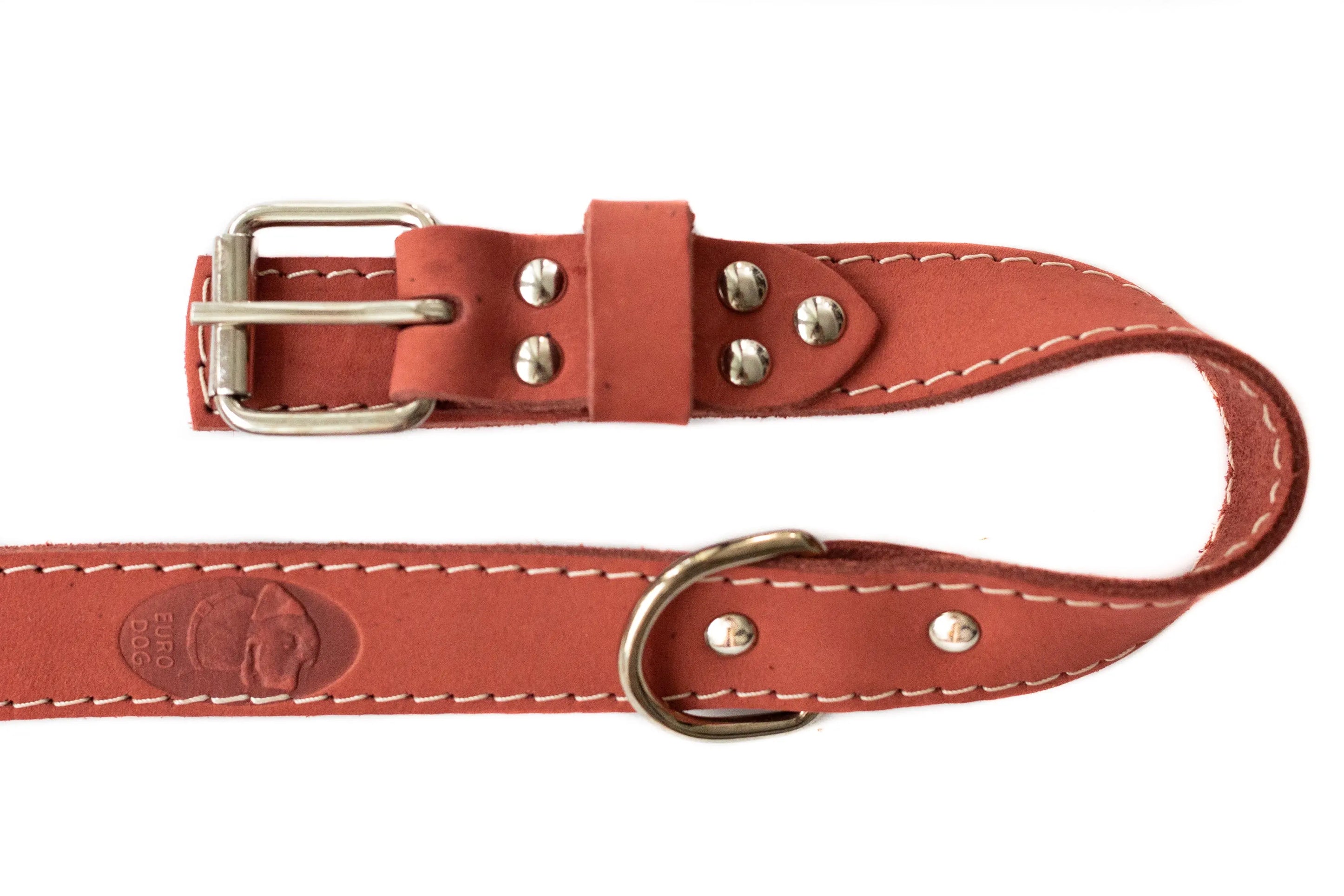 Traditional Style Leather Collar and Leash Set Euro-Dog Collars and Leads