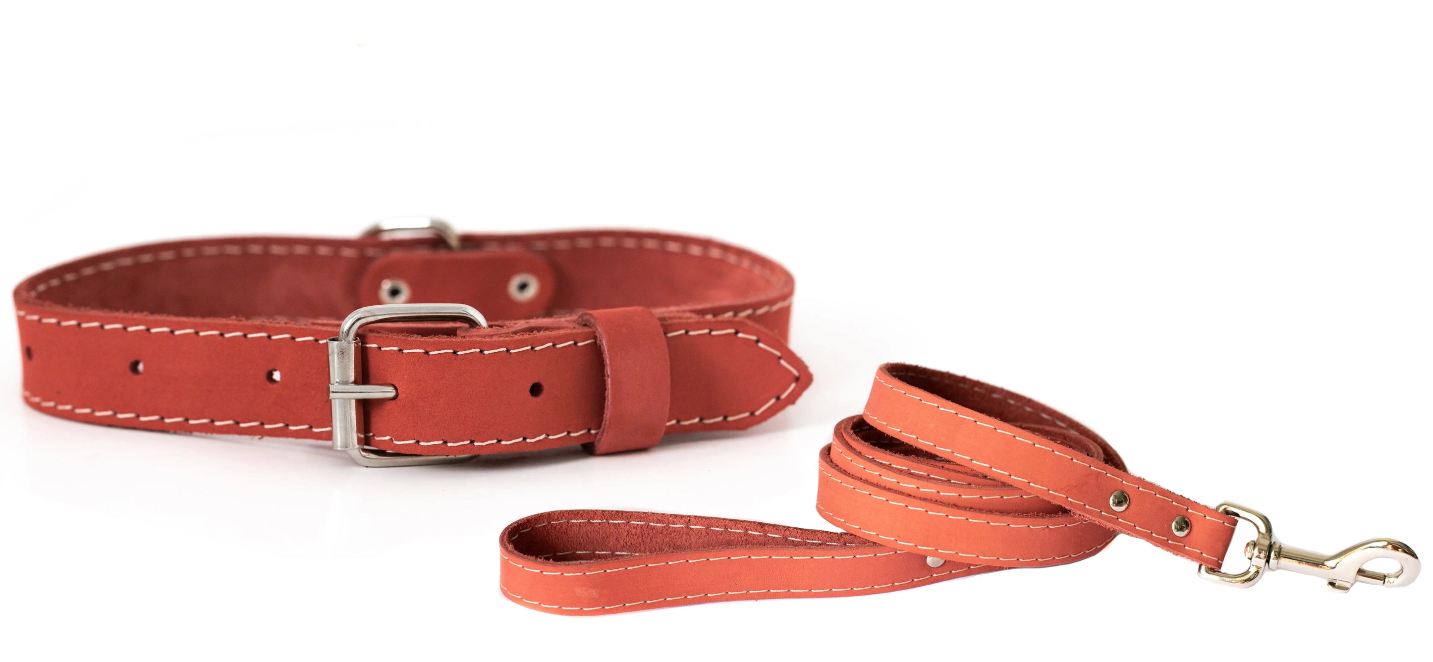Traditional Style Leather Collar and Leash Set Euro-Dog Collars and Leads