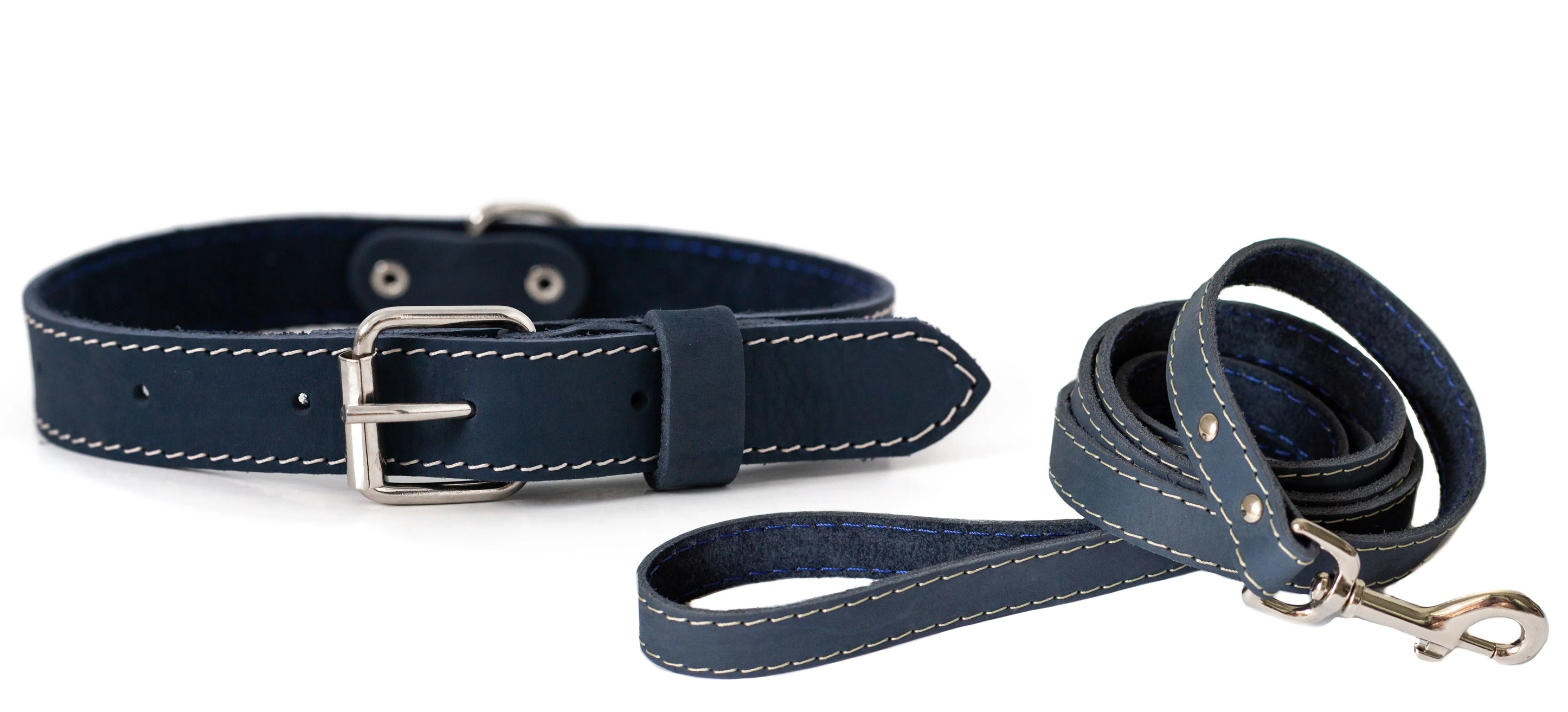 Traditional Style Leather Collar and Leash Set Euro-Dog Collars and Leads