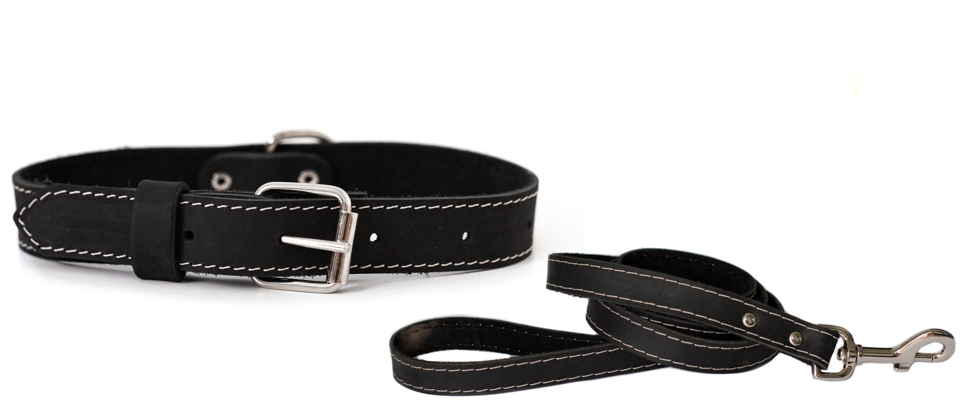 Traditional Style Leather Collar and Leash Set Euro-Dog Collars and Leads