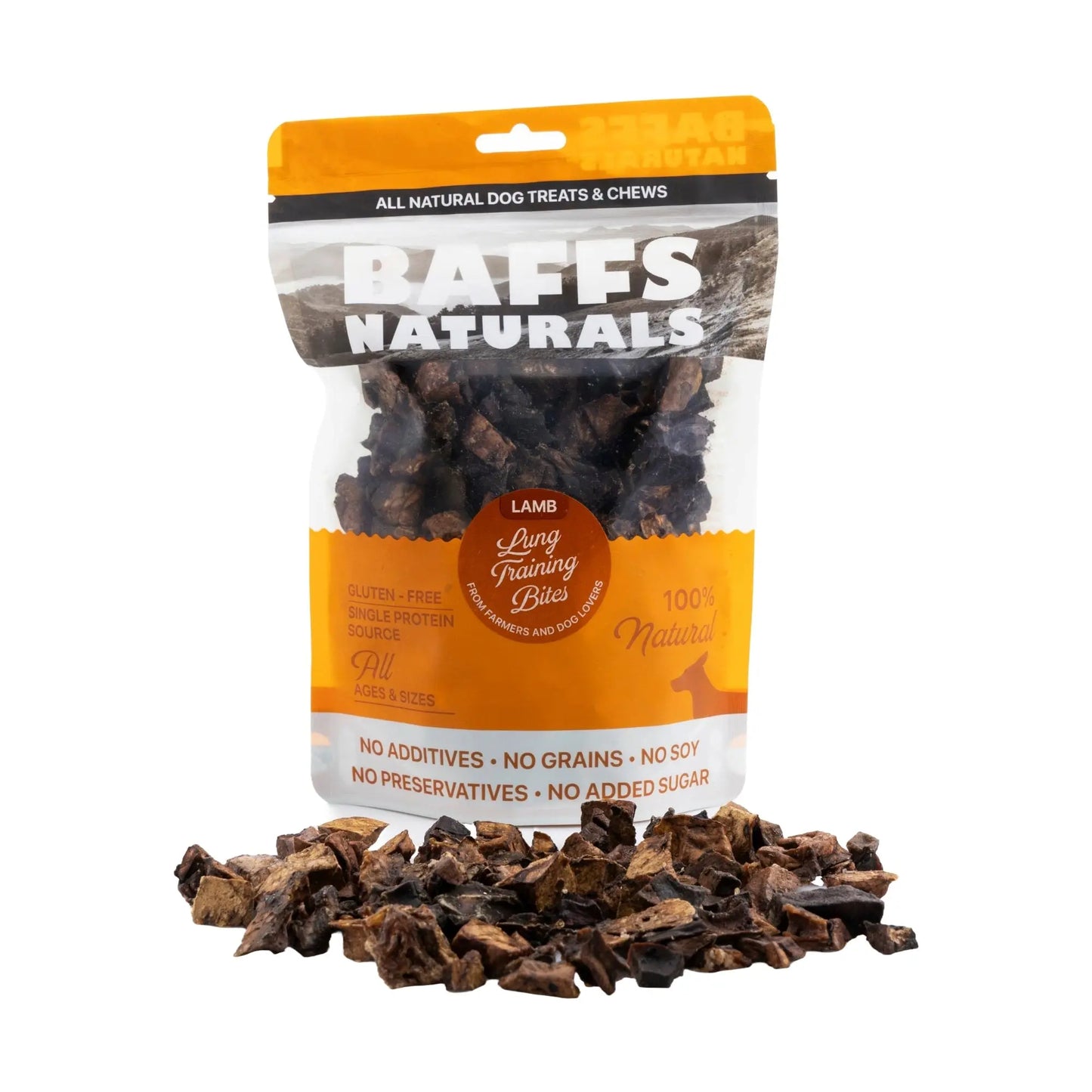 BAFFS NATURALS Lamb Lung Training Bites – All-Natural, Protein-Packed Dog Treats (7oz Bag) American Pet Supplies