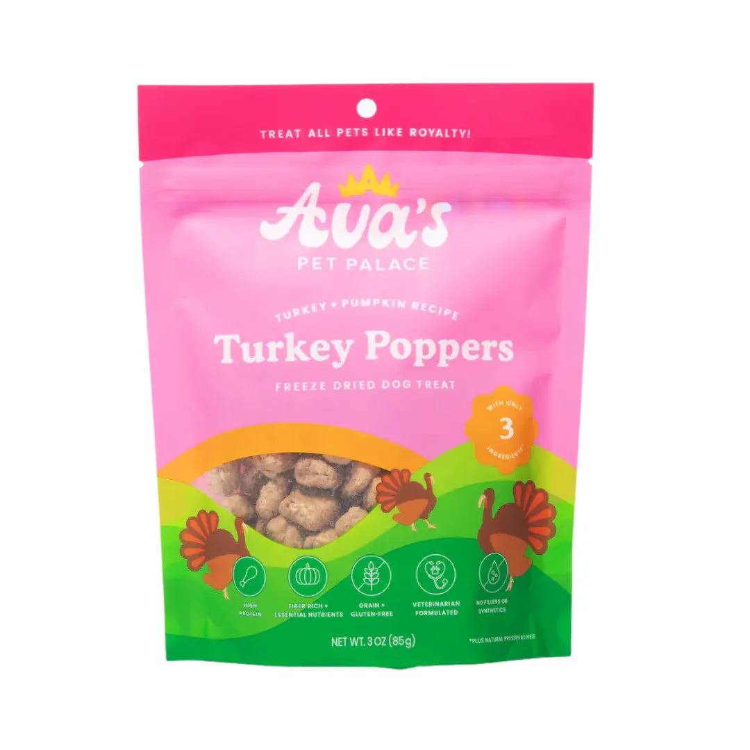 Ava's Pet Palace Freeze Dried Dog Treats - Turkey Poppers (3oz) American Pet Supplies