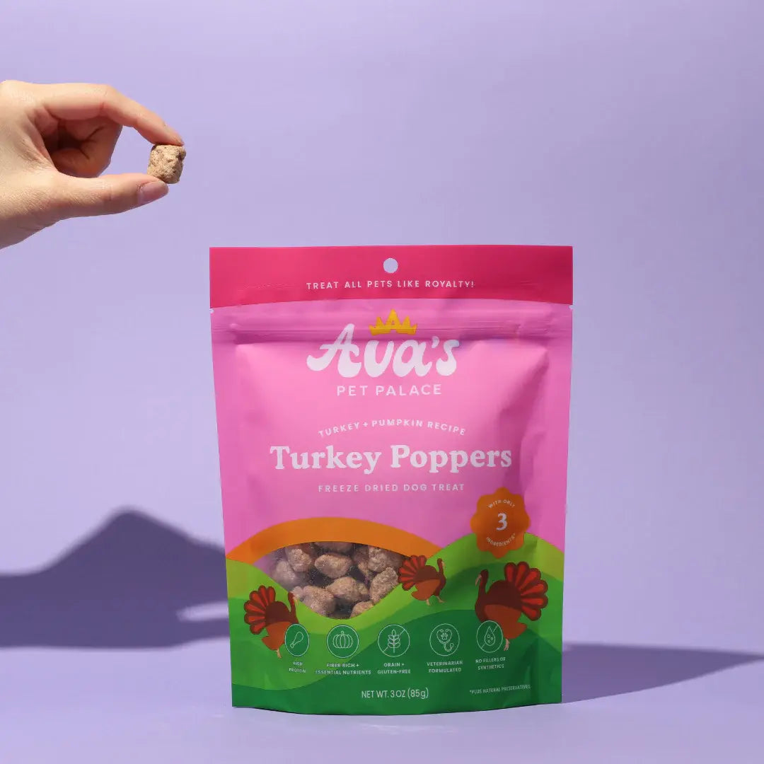 Ava's Pet Palace Freeze Dried Dog Treats - Turkey Poppers (3oz) American Pet Supplies