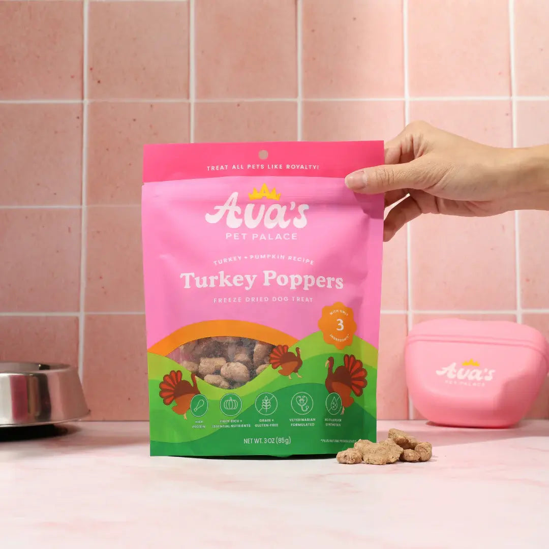 Ava's Pet Palace Freeze Dried Dog Treats - Turkey Poppers (3oz) American Pet Supplies