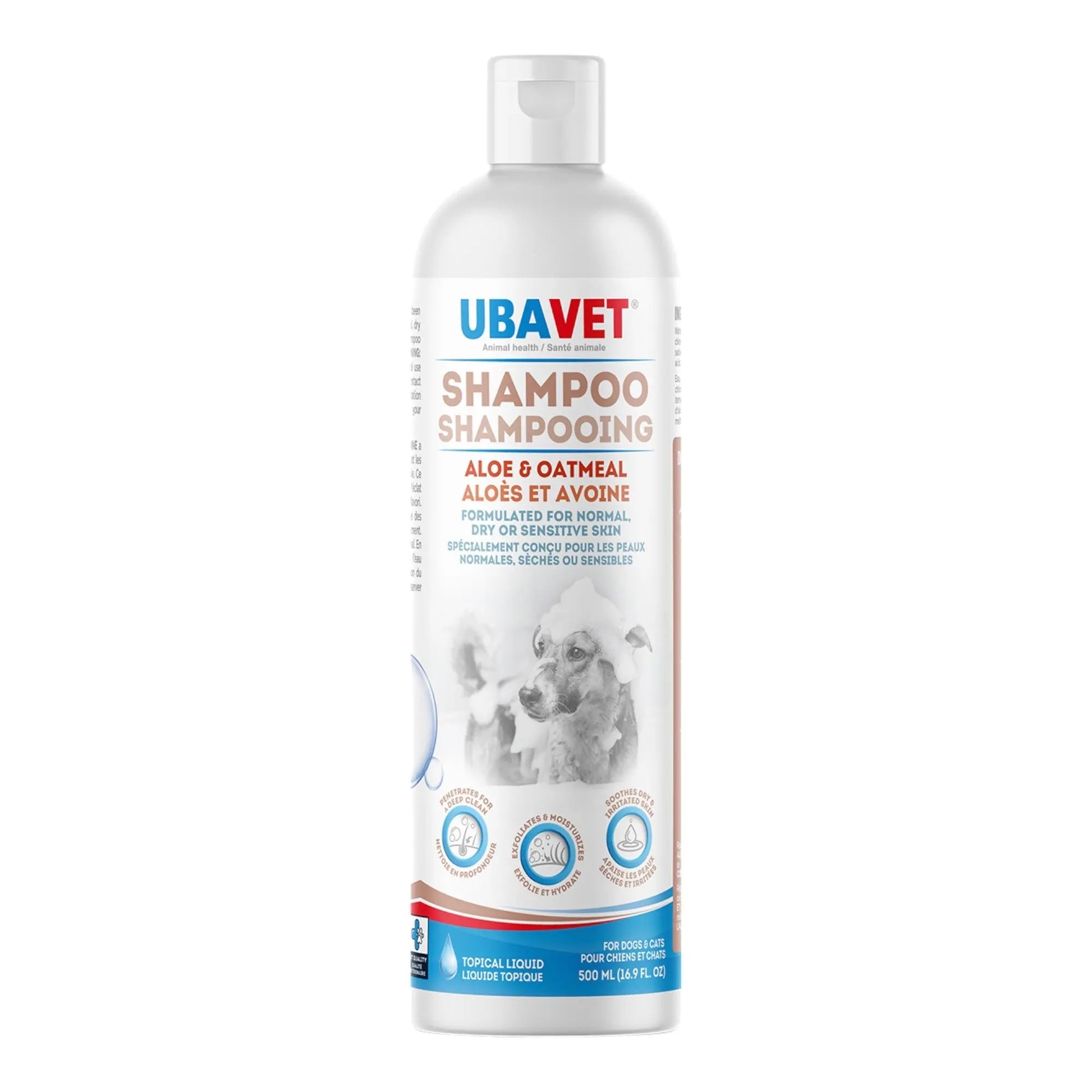 UBAVET Aloe & Oatmeal Shampoo for Dogs & Cats – Gentle Hydrating Formula – (16.9 fl oz / 500ml) American Pet Supplies