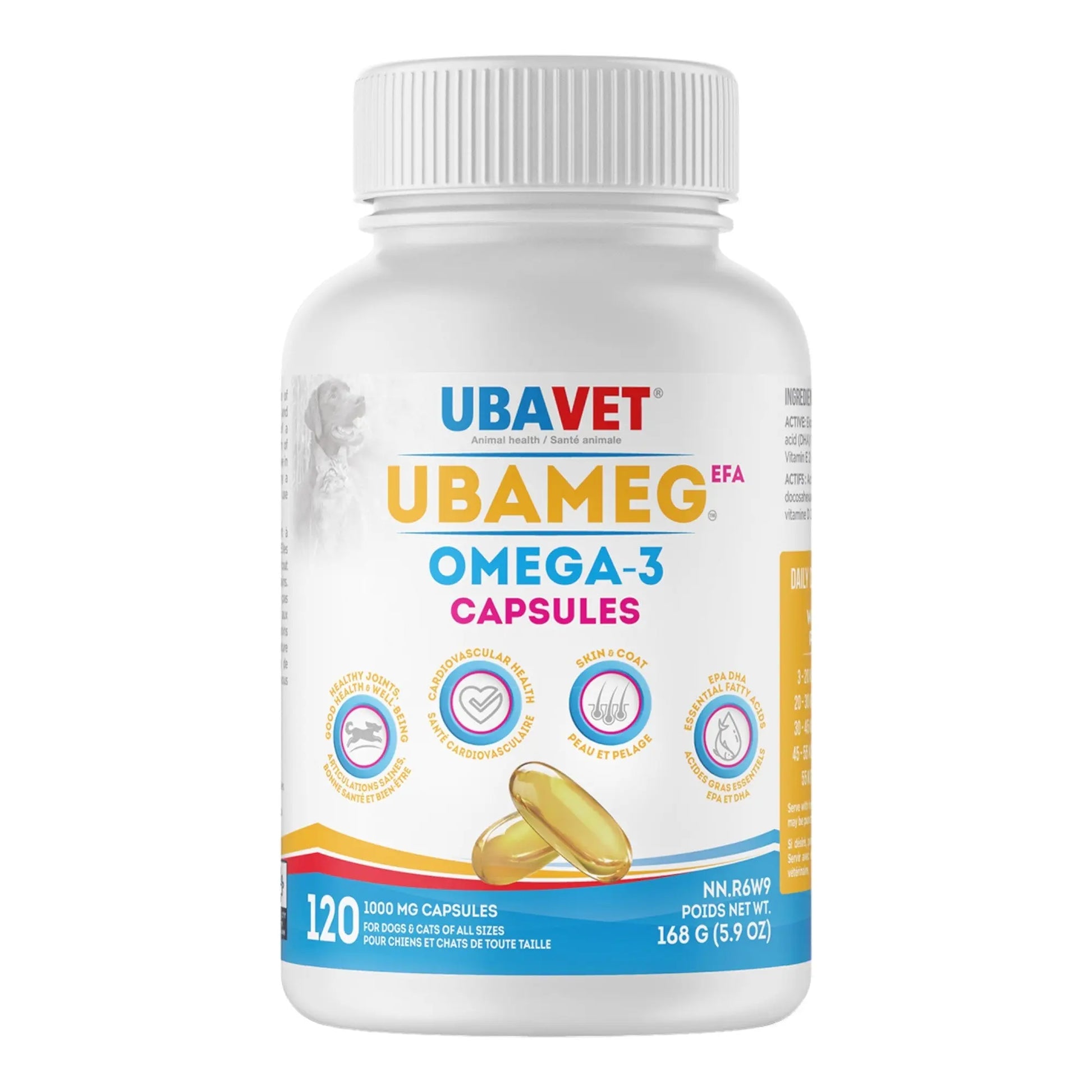 UBAVET Ubameg EFA 1000mg Omega-3 Fatty Acid Capsules for Dogs & Cats (120 caps) American Pet Supplies