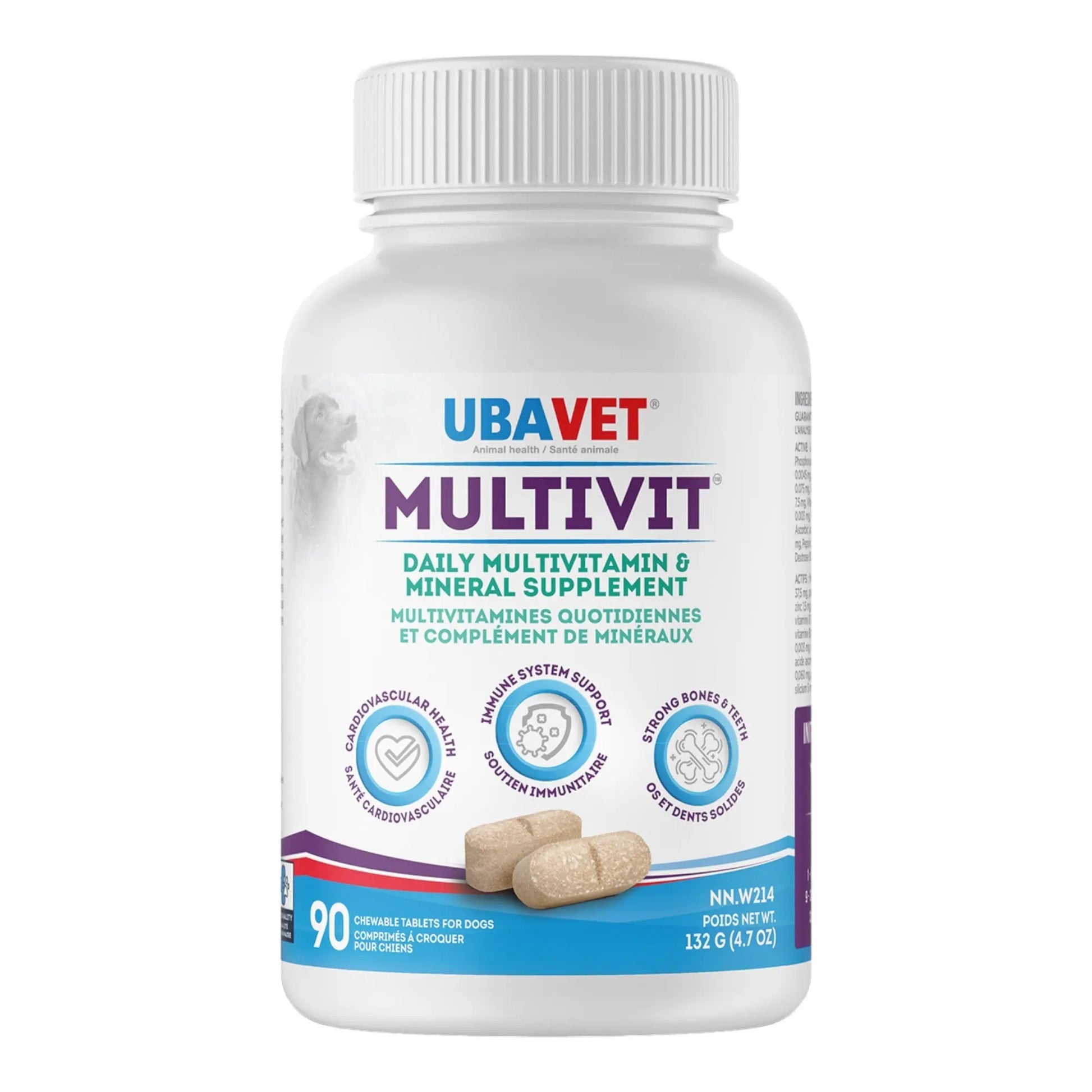 UBAVET MULTIVIT Daily Vitamin and Mineral Tablet for Dogs – Comprehensive Nutritional Support – (90 ct) American Pet Supplies