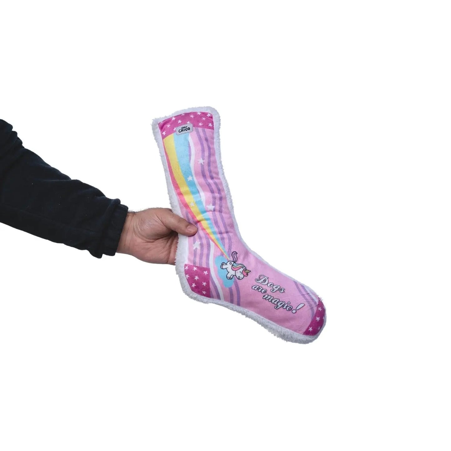 Squeaky Sock Plush Dog Toy – Whimsy Wonders Unicorn Design American Pet Supplies