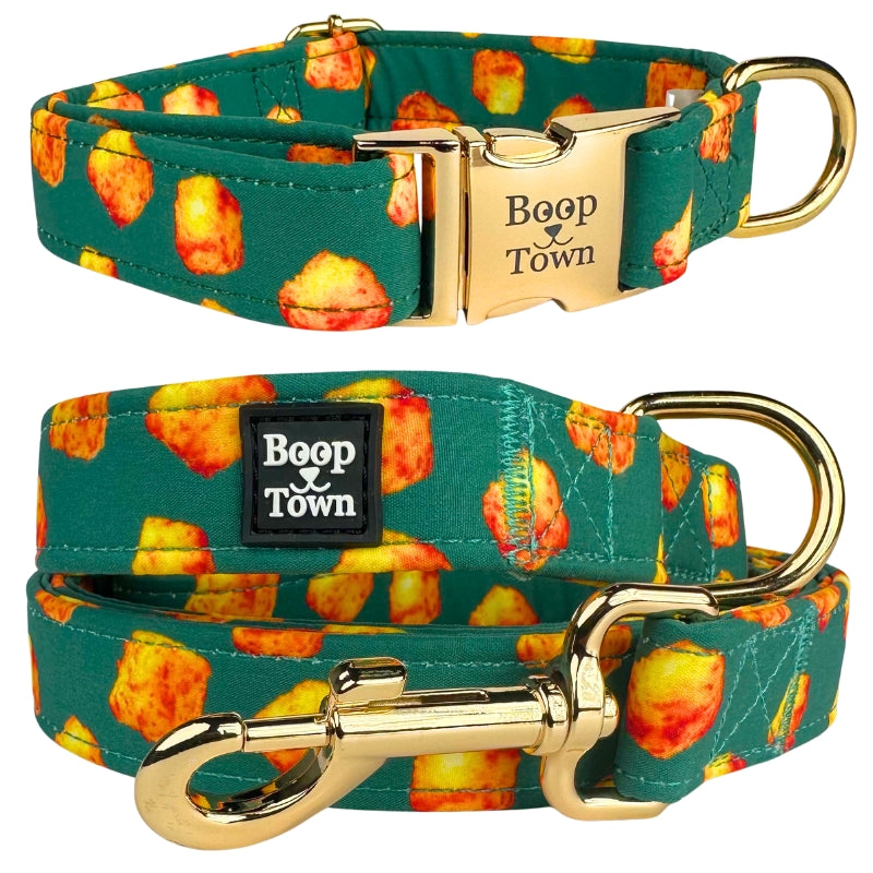Boop Town Matching Collar and Leash Sets - Soft Cotton with Metal Buckle