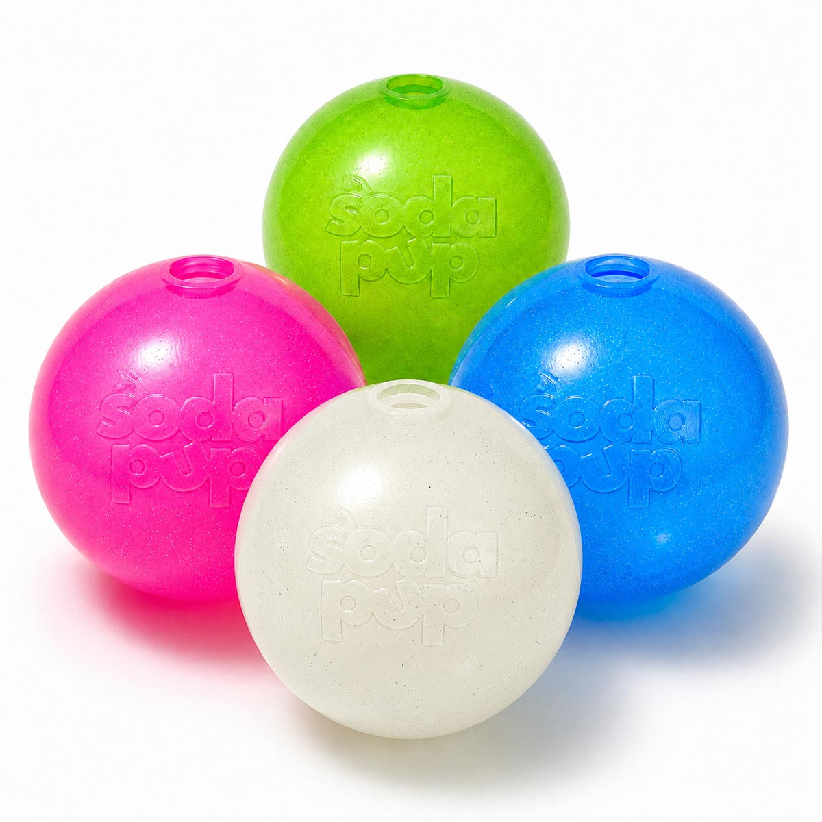 Glitter Ball Dog Toy | Soft PUP-X Rubber Floating Fetch Ball with Treat Dispenser | USA Made