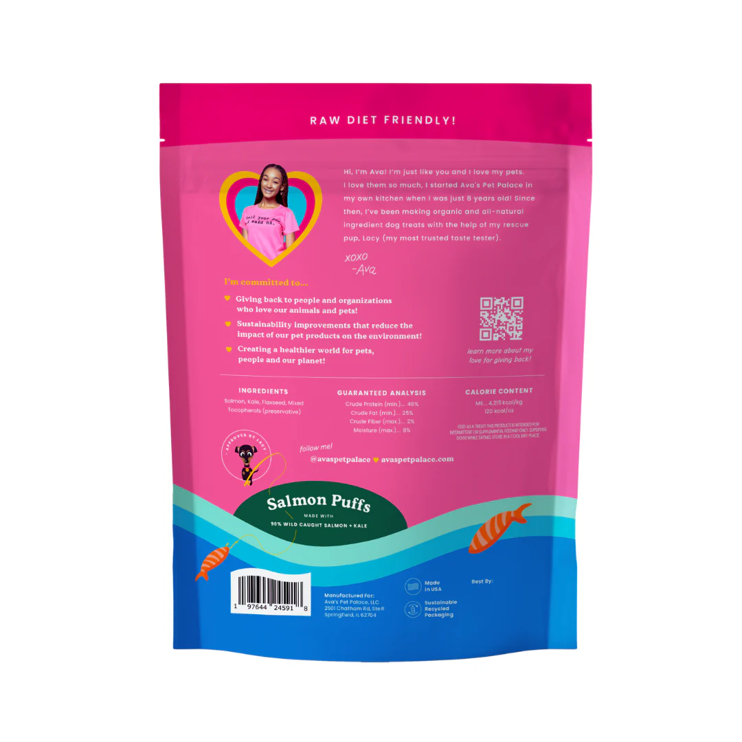 Ava's Pet Palace Freeze-Dried Salmon Puffs Dog Treats, 3 oz