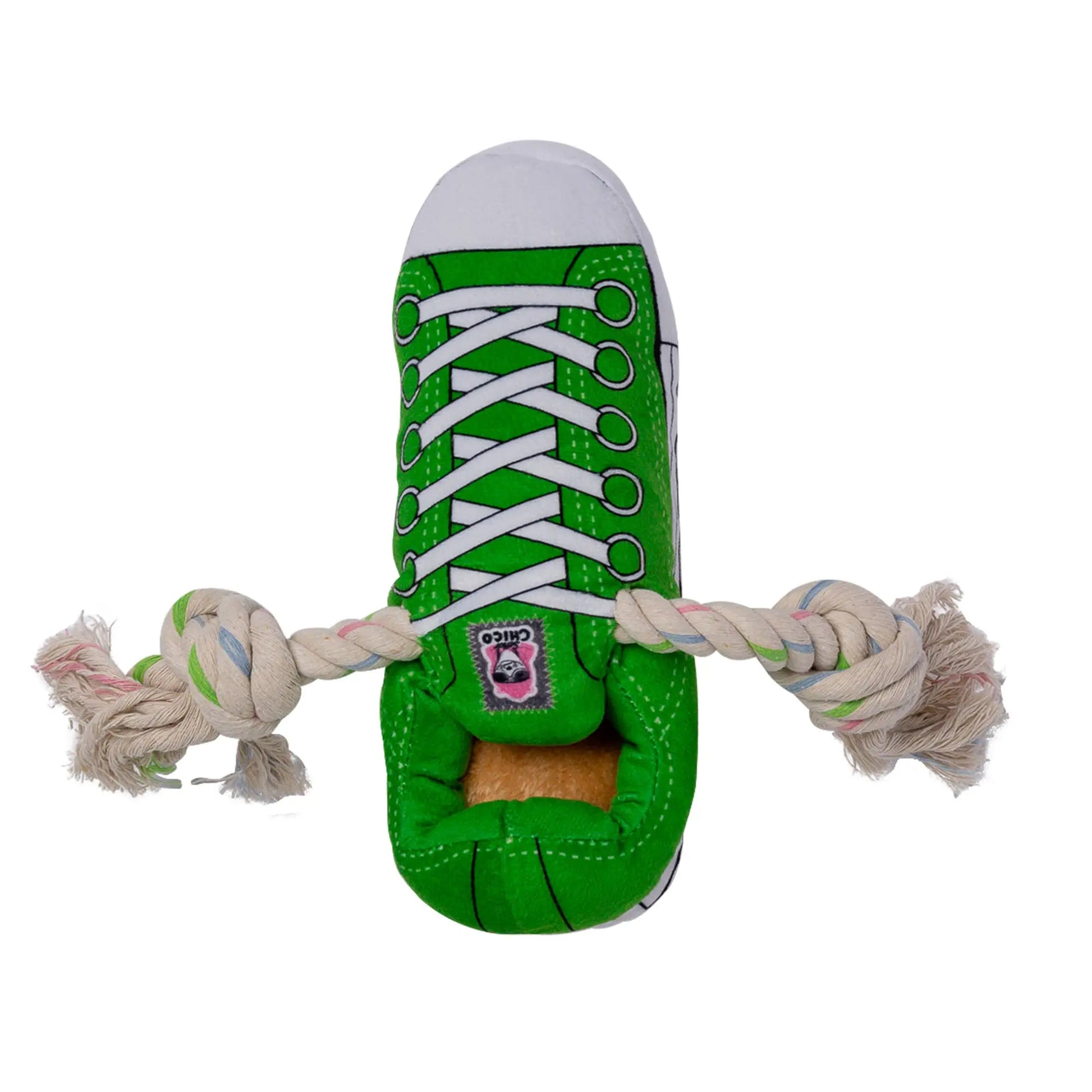 Squeaky Comfort Plush Sneaker Dog Toy – with Treat Compartment, Safe & Durable – Green American Pet Supplies