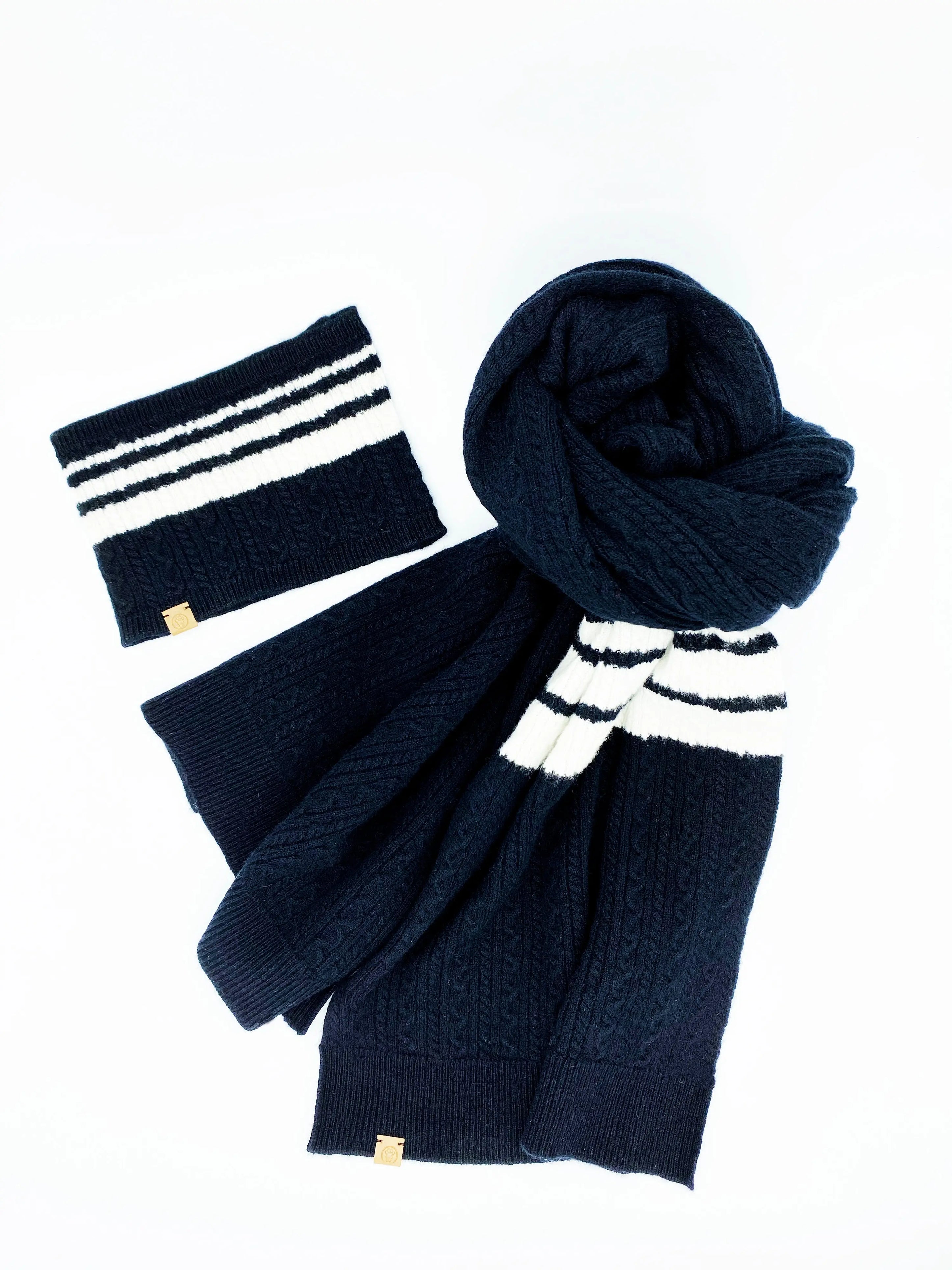 Cashmere Blend Scarf sets for Pets and their humans, Black and White BESPOKE PAWS