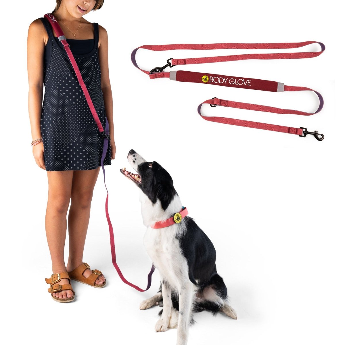 Body Glove Beach Walk Handsfree Dog Leash in Burgundy