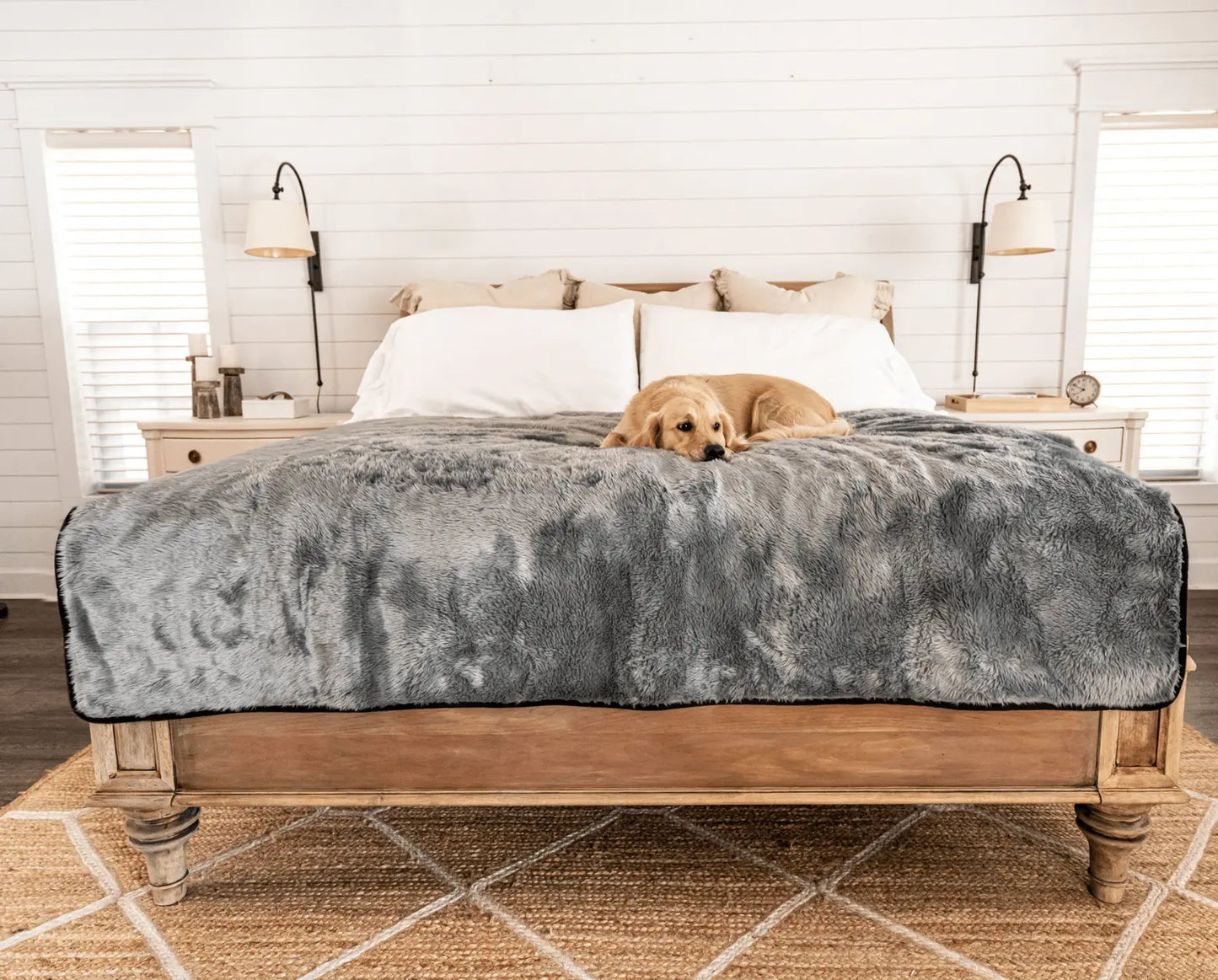 PupProtector™ Summer Short Fur Waterproof Throw Blanket - Charcoal Grey Paw.com