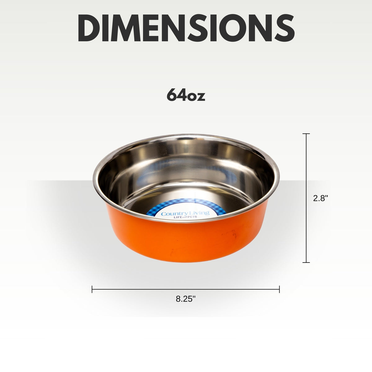 Country Living Set of 2 Heavy Gauge Stainless Steel Dog Bowls - Perfect for Food & Water