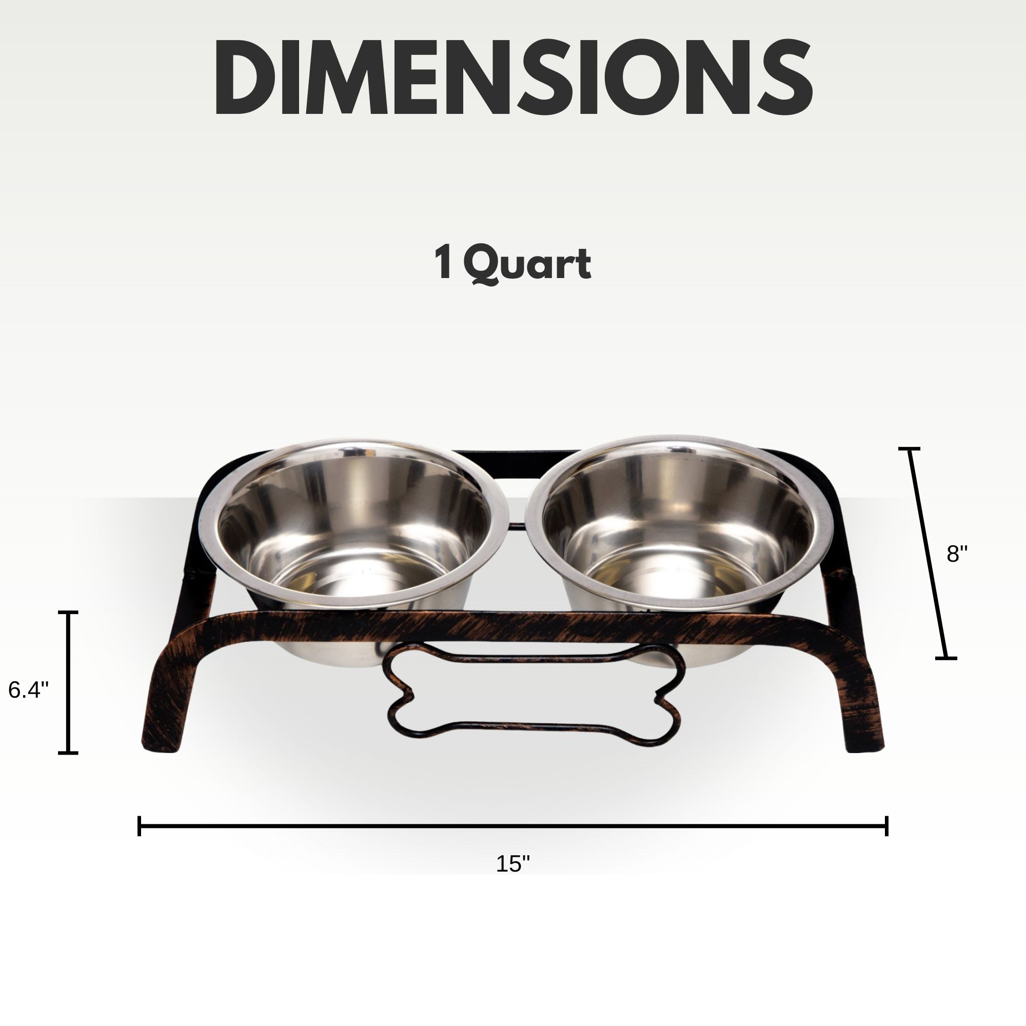 Country Living Rustic Dog Bone Elevated Feeder with 2 Stainless Steel Bowls