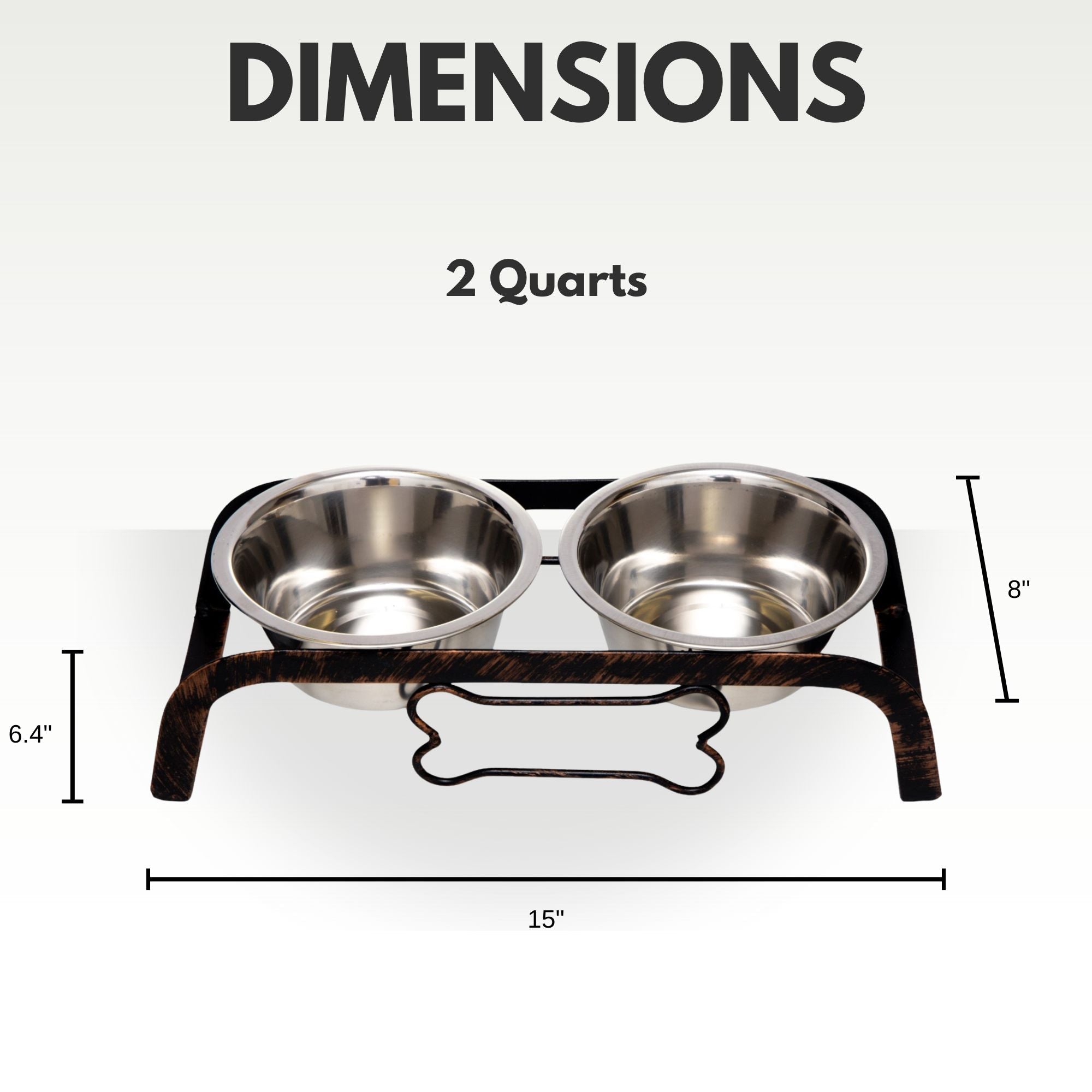 Country Living Rustic Dog Bone Elevated Feeder with 2 Stainless Steel Bowls