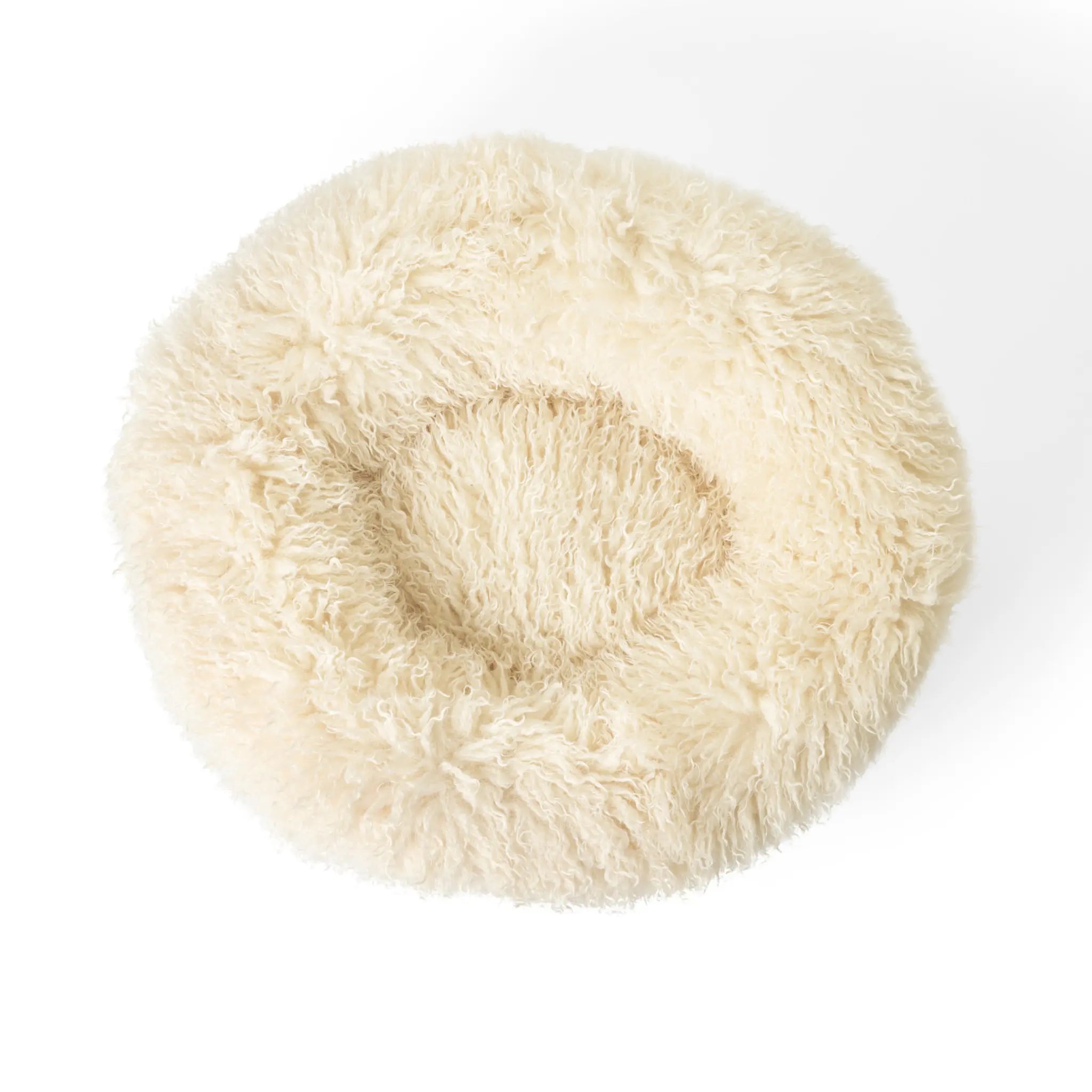 PupPouf™ Luxe Faux Fur Donut Dog Bed - Plush Sheep Ivory