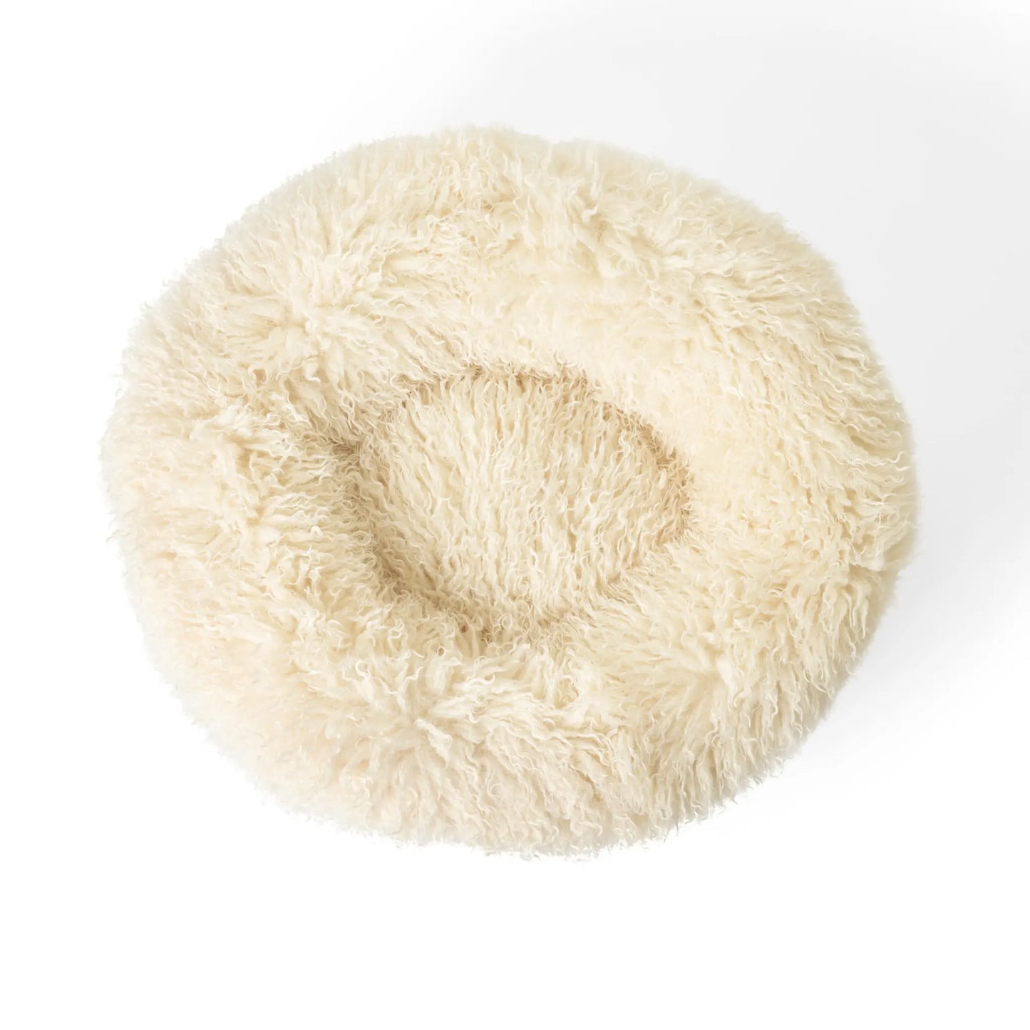 PupPouf™ Luxe Faux Fur Donut Dog Bed - Plush Sheep Ivory Paw.com