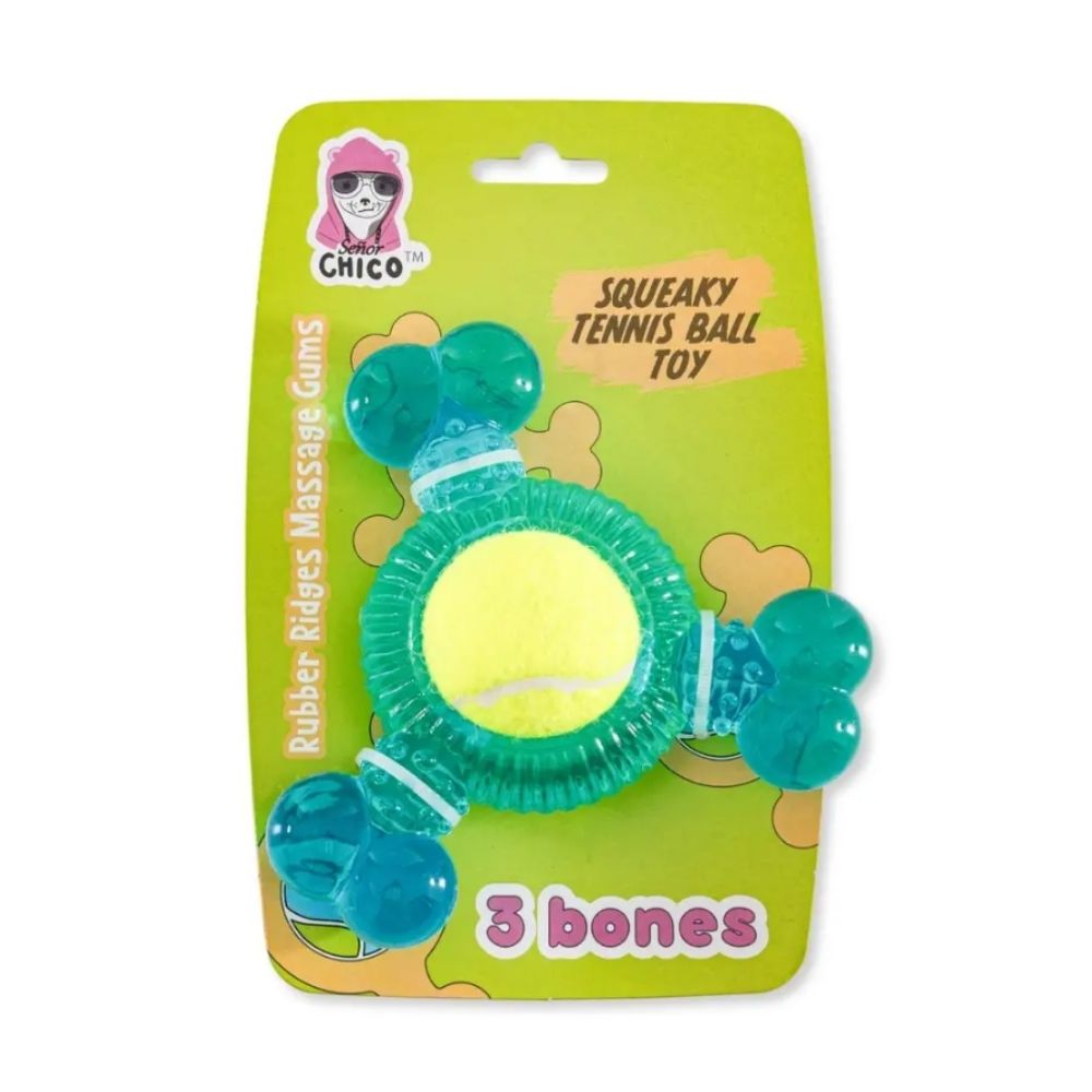 3-Bone TPR Dog Chew Toy with Removable Squeaker Balls