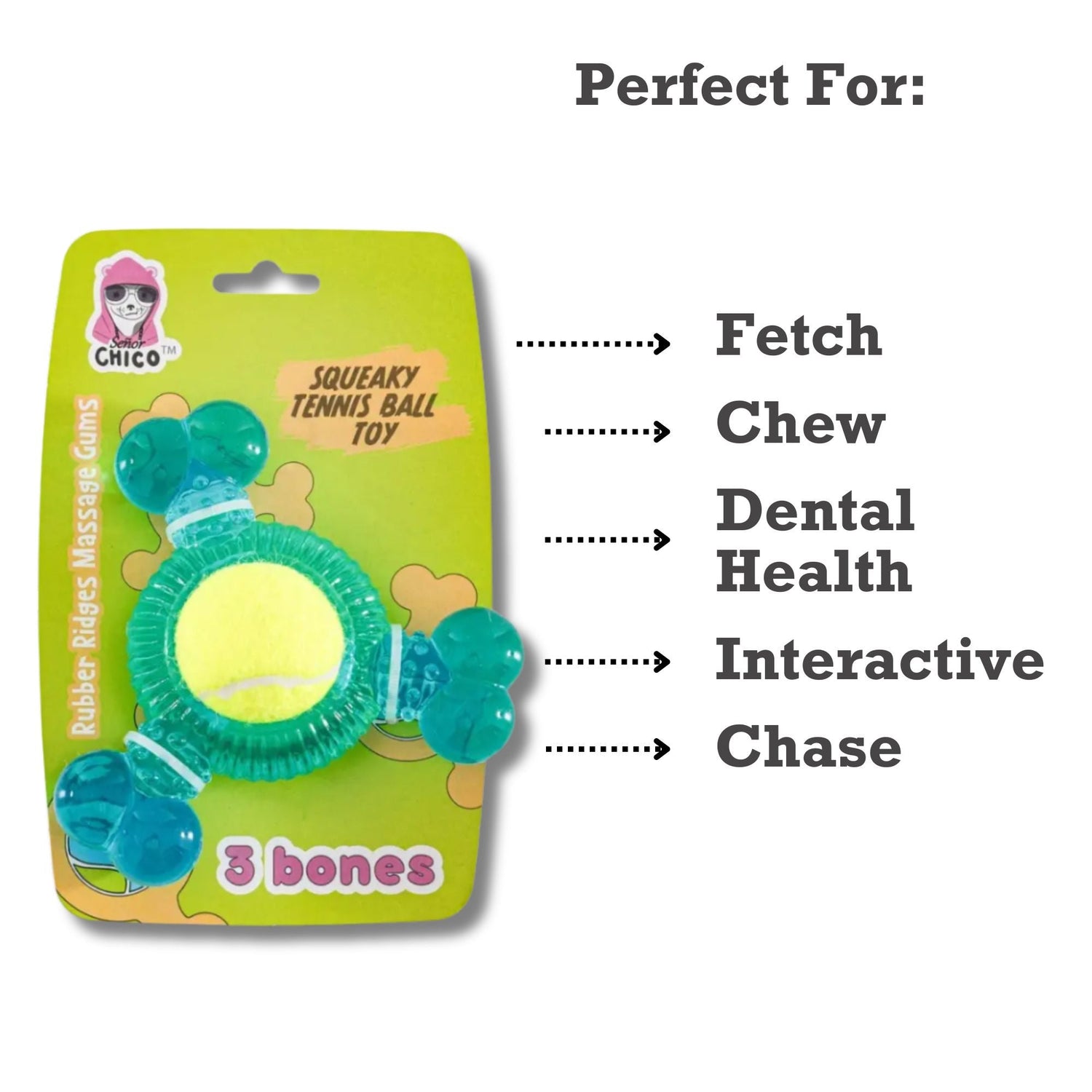 3-Bone TPR Dog Chew Toy with Removable Squeaker Balls