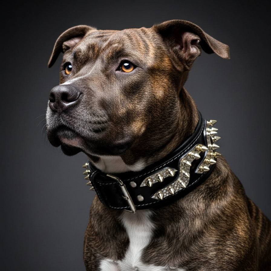 Bestia Platinum Leather Dog Collar