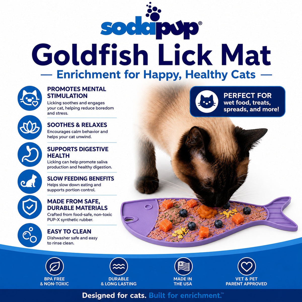 Goldfish emat - Small Enrichment Lick Mat for Cats | SodaPup