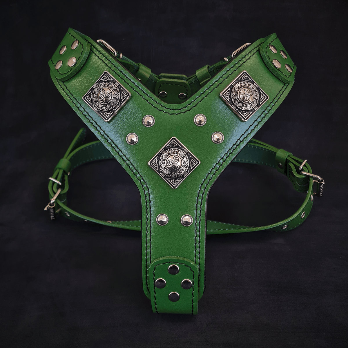 Bestia Eros Leather Dog Harness – Green