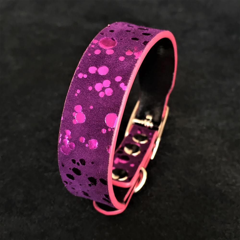 Bestia Viola Drops Leather Puppy Collar