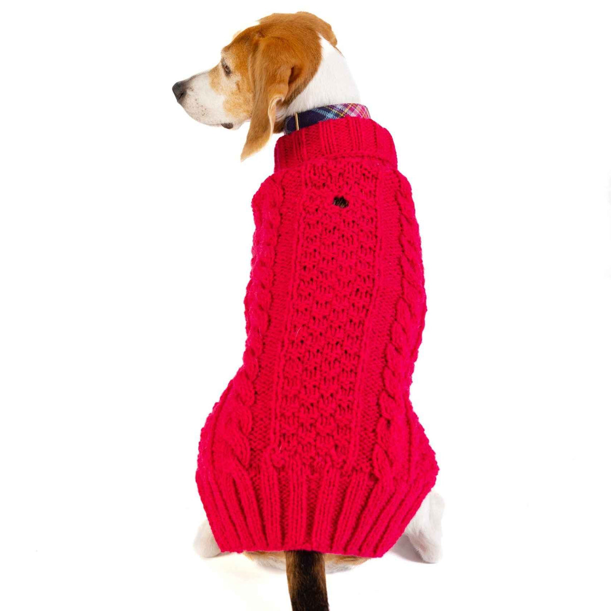 Hot Pink Alpaca Cable Knit Dog Sweater