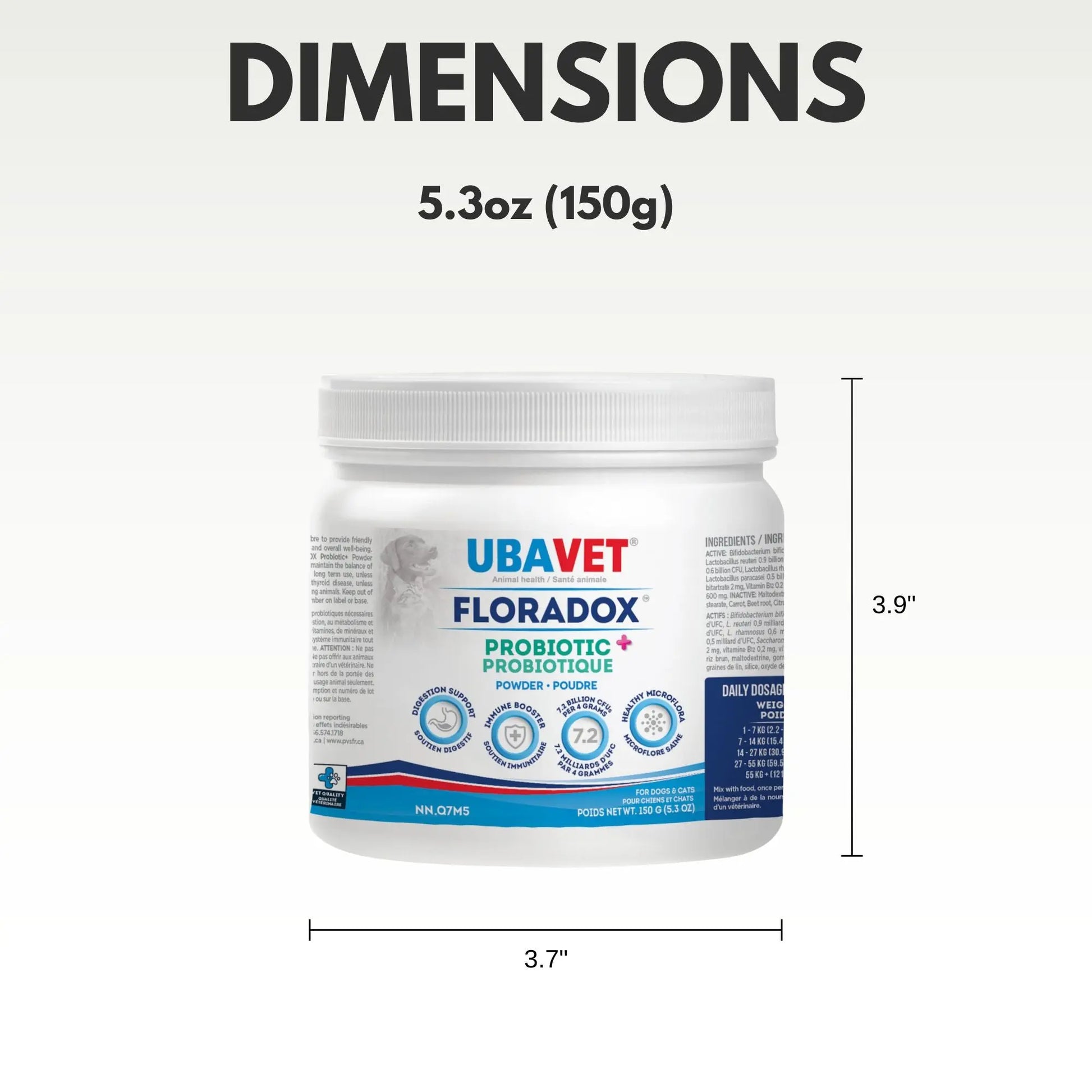 UBAVET Floradox Probiotic Powder for Dogs & Cats – Supplement for Digestive & Immune Health – 5.3 oz (150g) American Pet Supplies