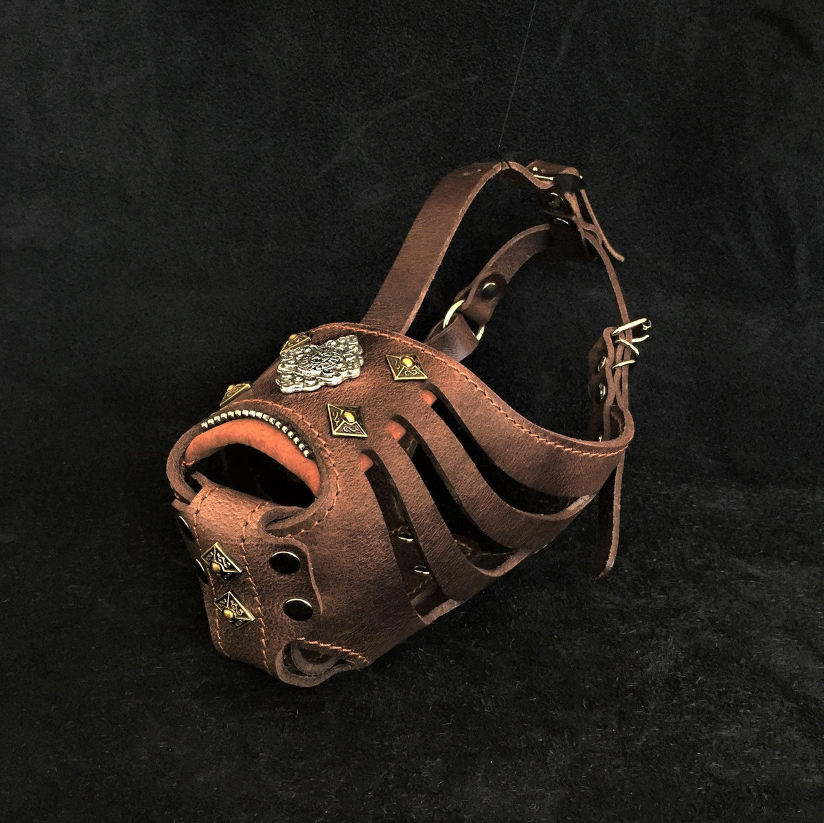 Bestia Aztec Leather Basket Muzzle – Grey