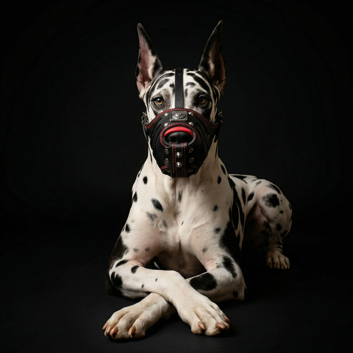 Bestia Eros Leather Basket Muzzle – Black & Red