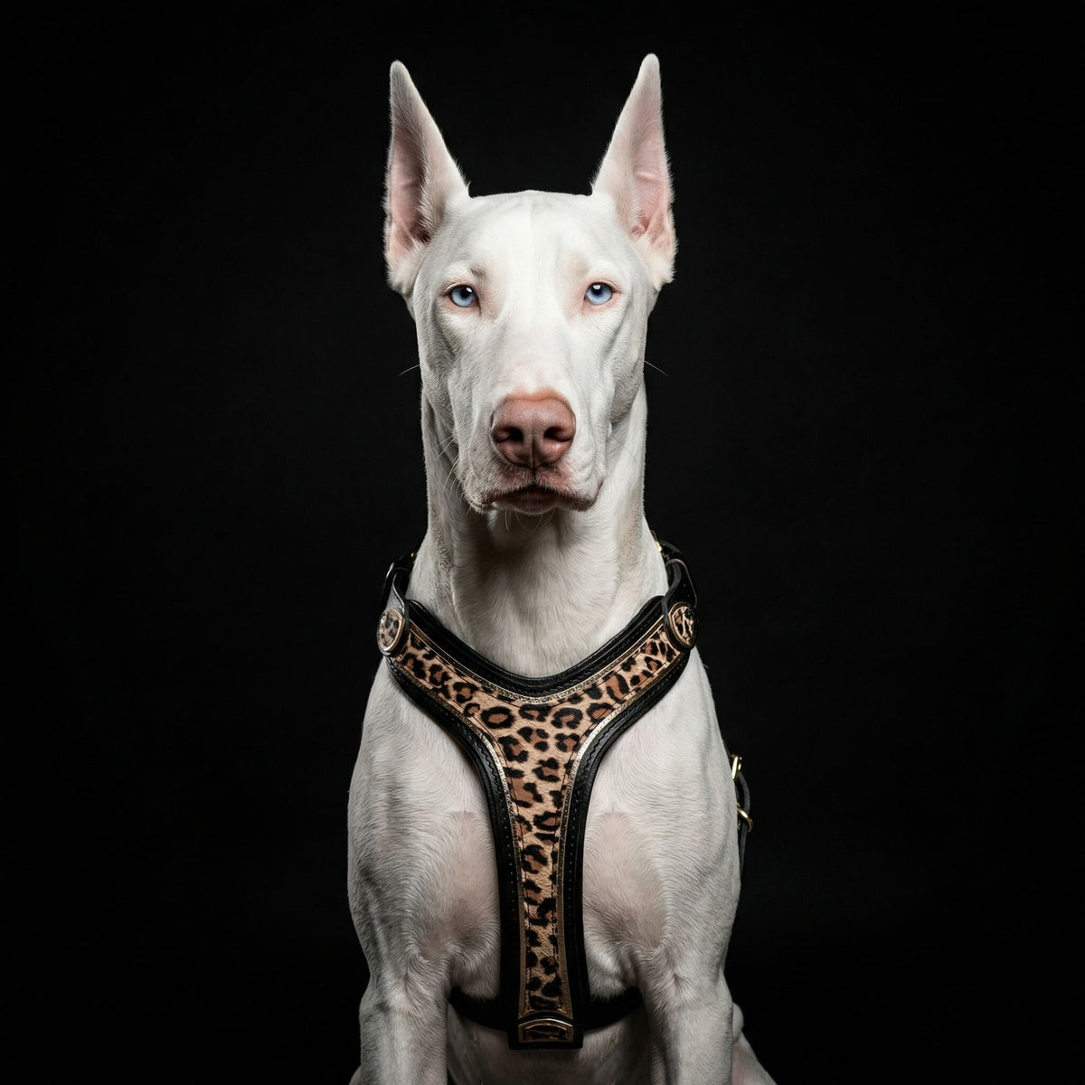 Bestia Leopard Leather Dog Harness