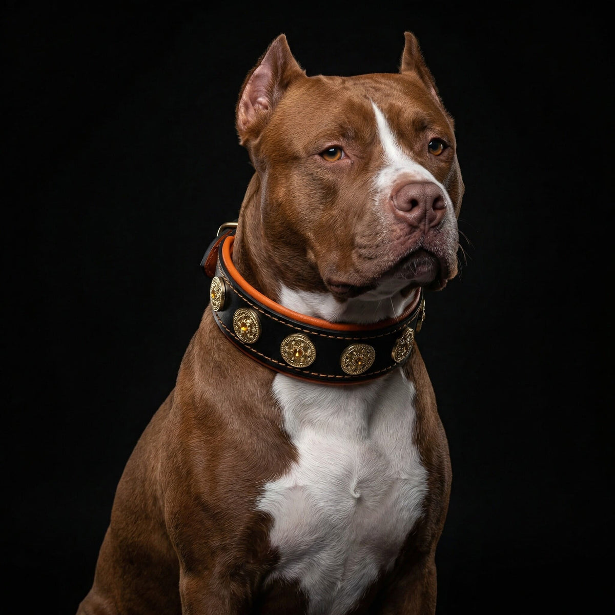 Bestia Bijou Leather Dog Collar – Orange