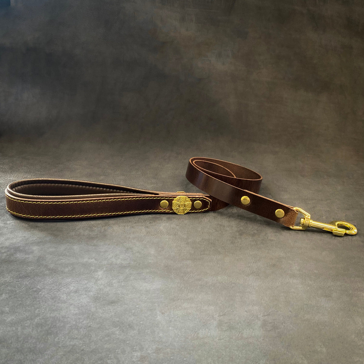 Bestia Maximus 1" Leather Dog Leash – Gold