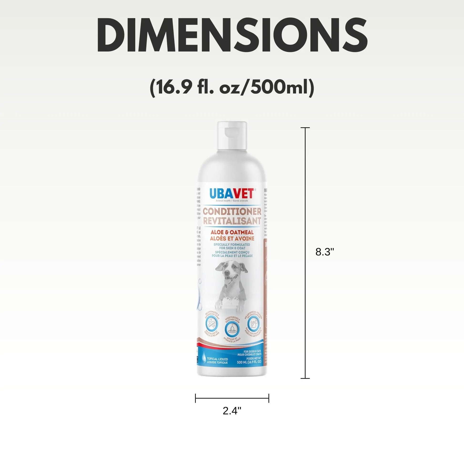 UBAVET Aloe & Oatmeal Conditioner for Dogs & Cats – Nourishing & Soothing Formula for Sensitive Skin – (16.9 fl oz / 500ml) American Pet Supplies