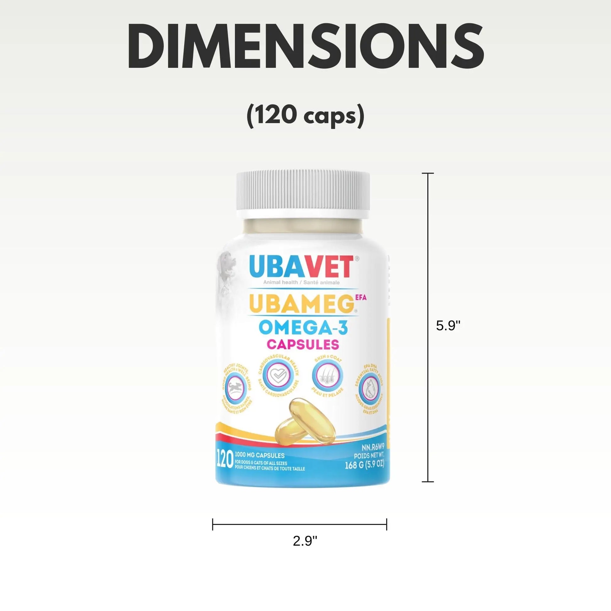 UBAVET Ubameg EFA 1000mg Omega-3 Fatty Acid Capsules for Dogs & Cats (120 caps) American Pet Supplies