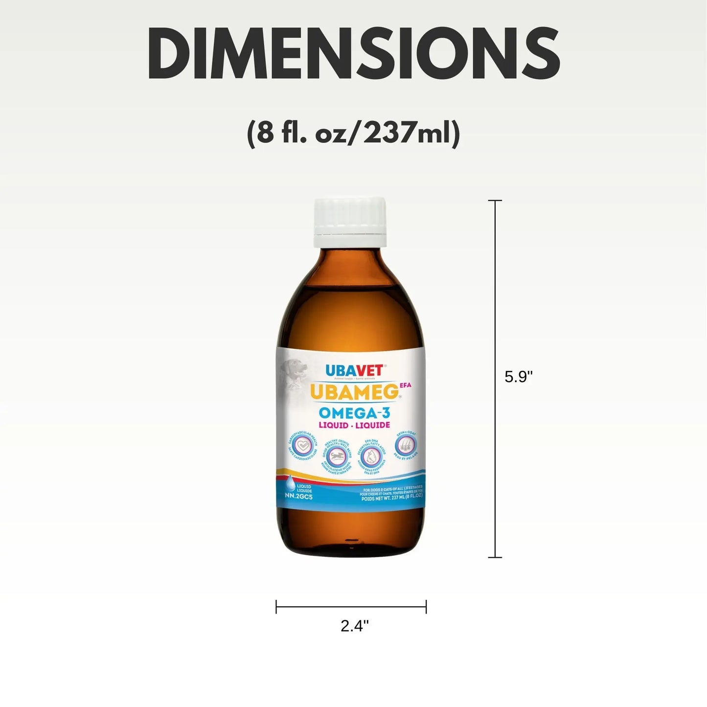 UBAVET Ubameg Omega-3 Fatty Acid Liquid for Dogs & Cats – (8 fl oz / 237ml) American Pet Supplies