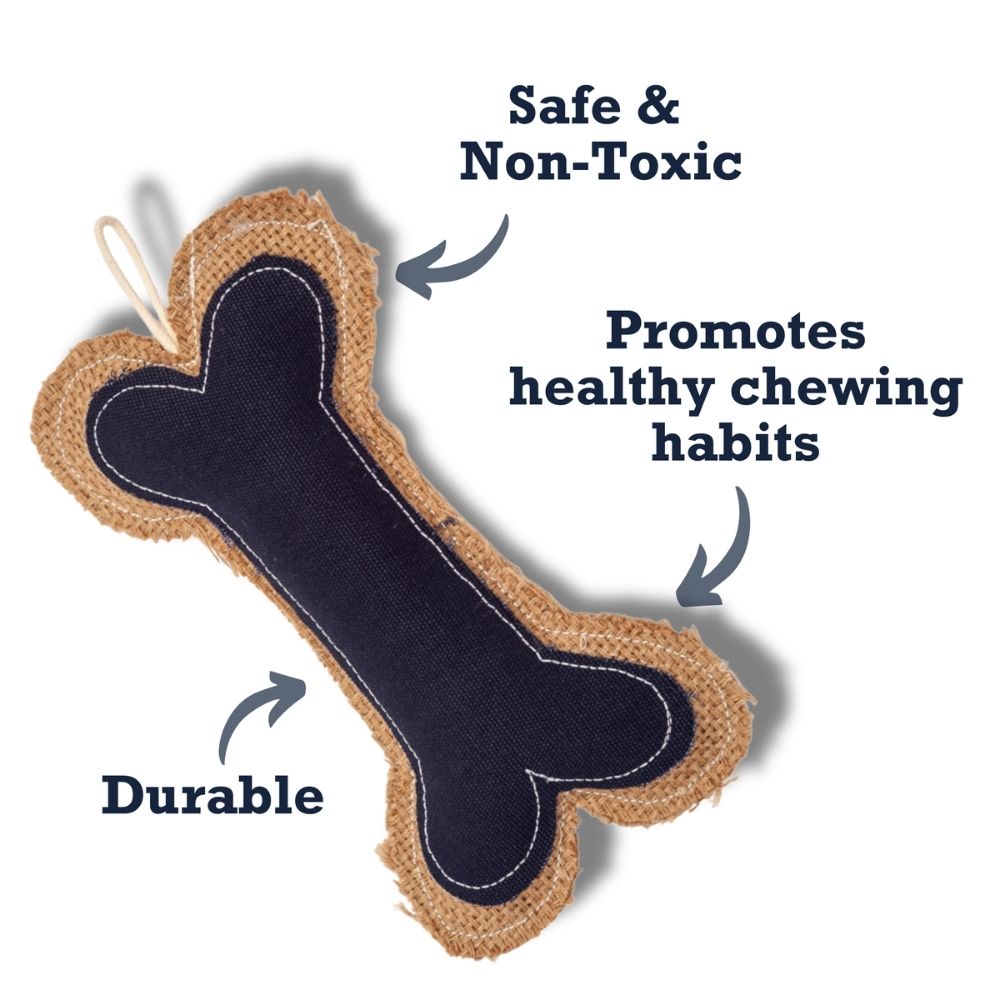 Country Living Jean Leather-Jute Bone Pillow Dog Toy, 5 × 9 in