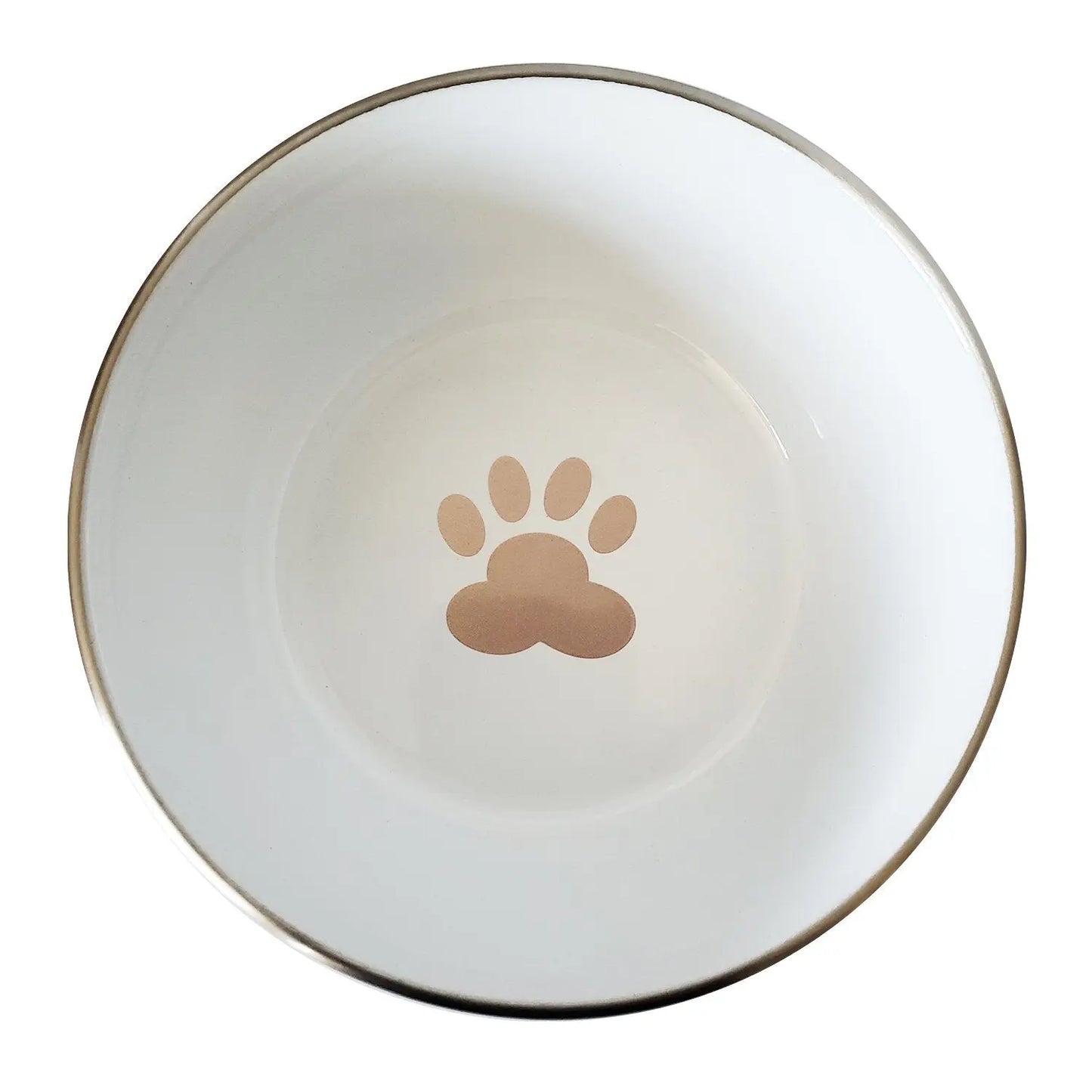 Deep Dog Bowl with Paw Print Design – Stainless Steel Bowl, Ideal for Small, Medium to Large Dogs – Rose Gold American Pet Supplies